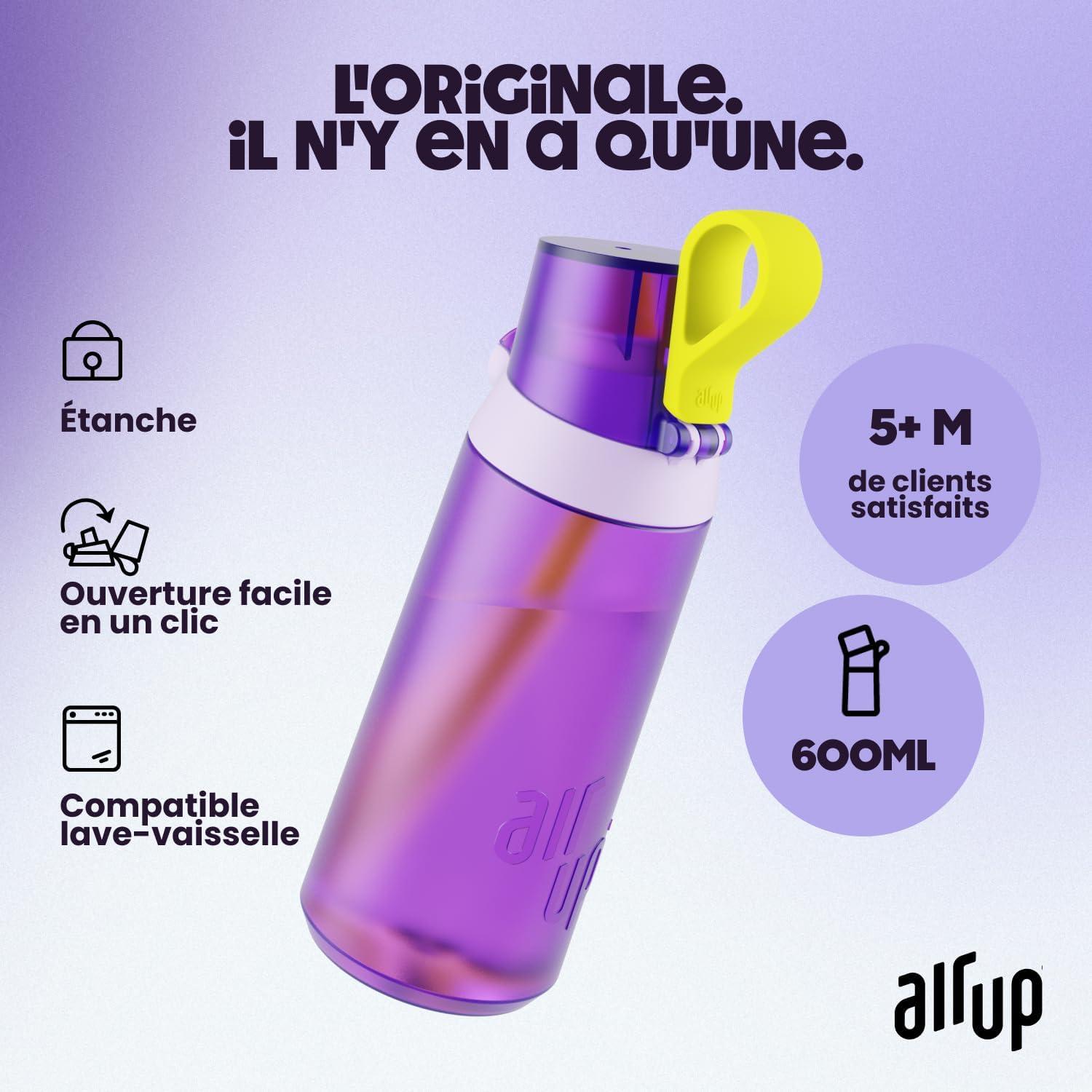 image:imageair up Gourde Click Squid Purple Pack de dmarrage avec 5 capsules de got Bouteille 600 ml sans sucre passe au lavevaisselle sans BPAViolet