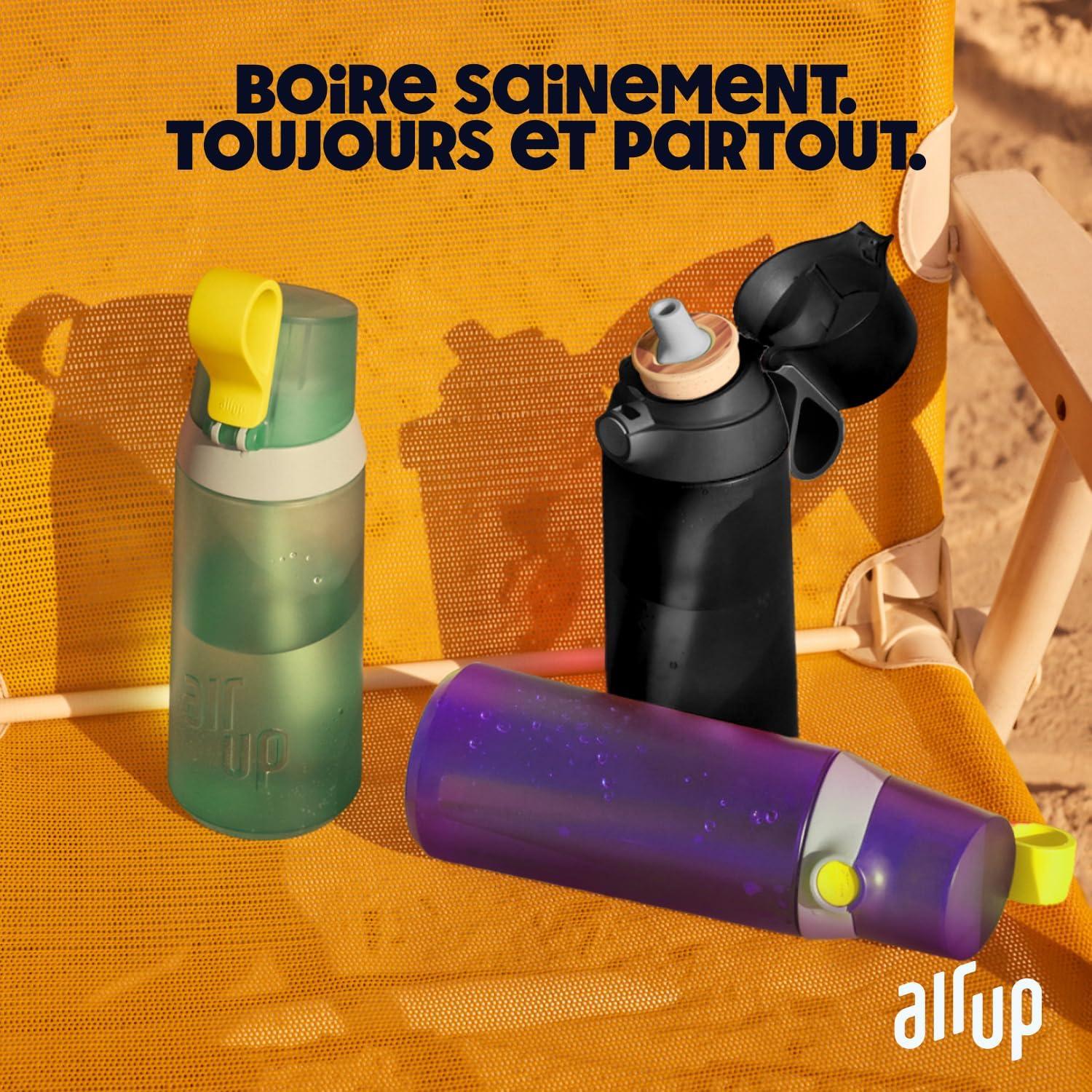 image:imageair up Gourde Click Squid Purple Pack de dmarrage avec 5 capsules de got Bouteille 600 ml sans sucre passe au lavevaisselle sans BPAViolet