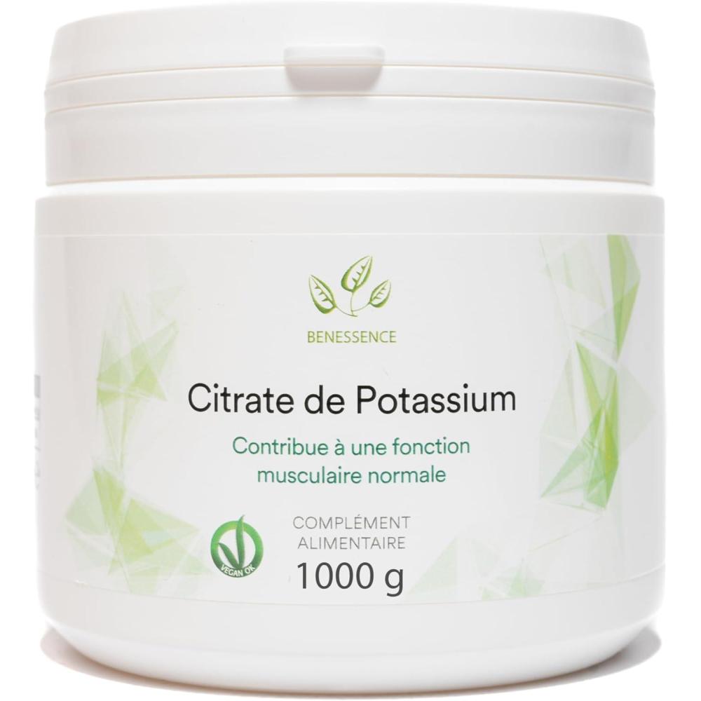 image:imageBenessence Citrate Potassium en poudre soluble Intgrateur Alimentaire 250 jours dintgration 500 gr1000 g
