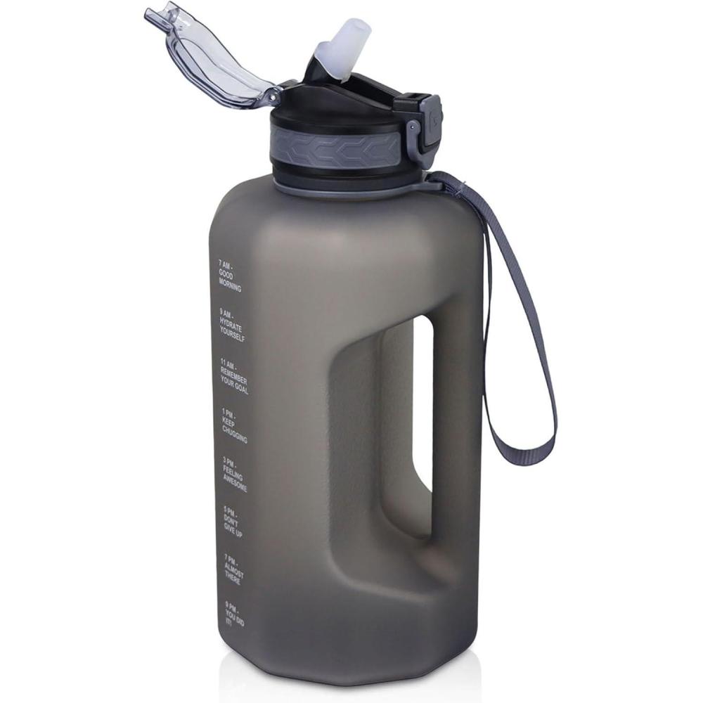 image:imageBouteille Deau Grande Capacit 22L Gourde de Sport Sans BPA Bouteille Motivation avec Marquage Temporel Gourde Fitness pour Activits Extrieures et Usage QuotidienGris