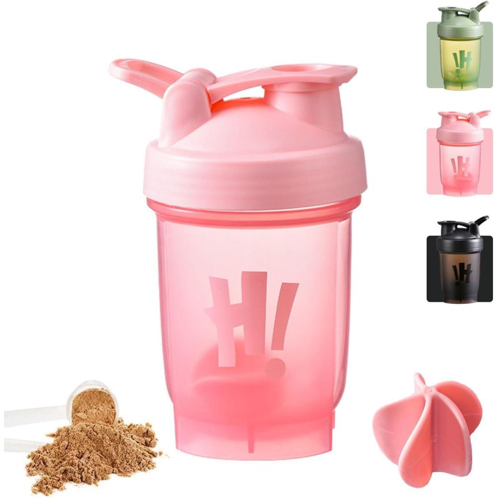image:imageBouteille Shaker pour Protines 350ml avec Mixball Bouteille deau de sport en plastique tanche couvercle rabattable Bouteilles de boisson pour le gym le sport les supplmentsRose