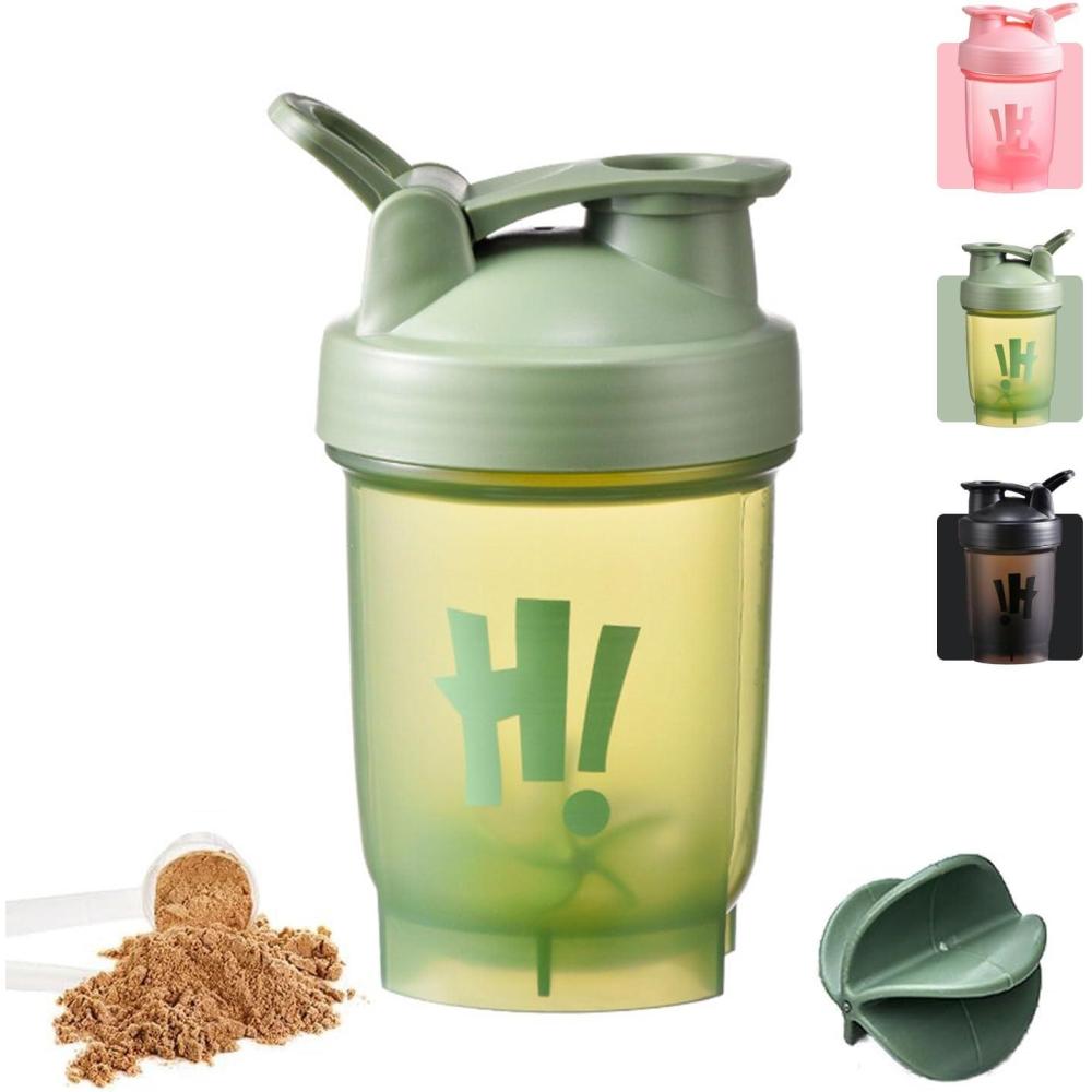 image:imageBouteille Shaker pour Protines 350ml avec Mixball Bouteille deau de sport en plastique tanche couvercle rabattable Bouteilles de boisson pour le gym le sport les supplmentsVert