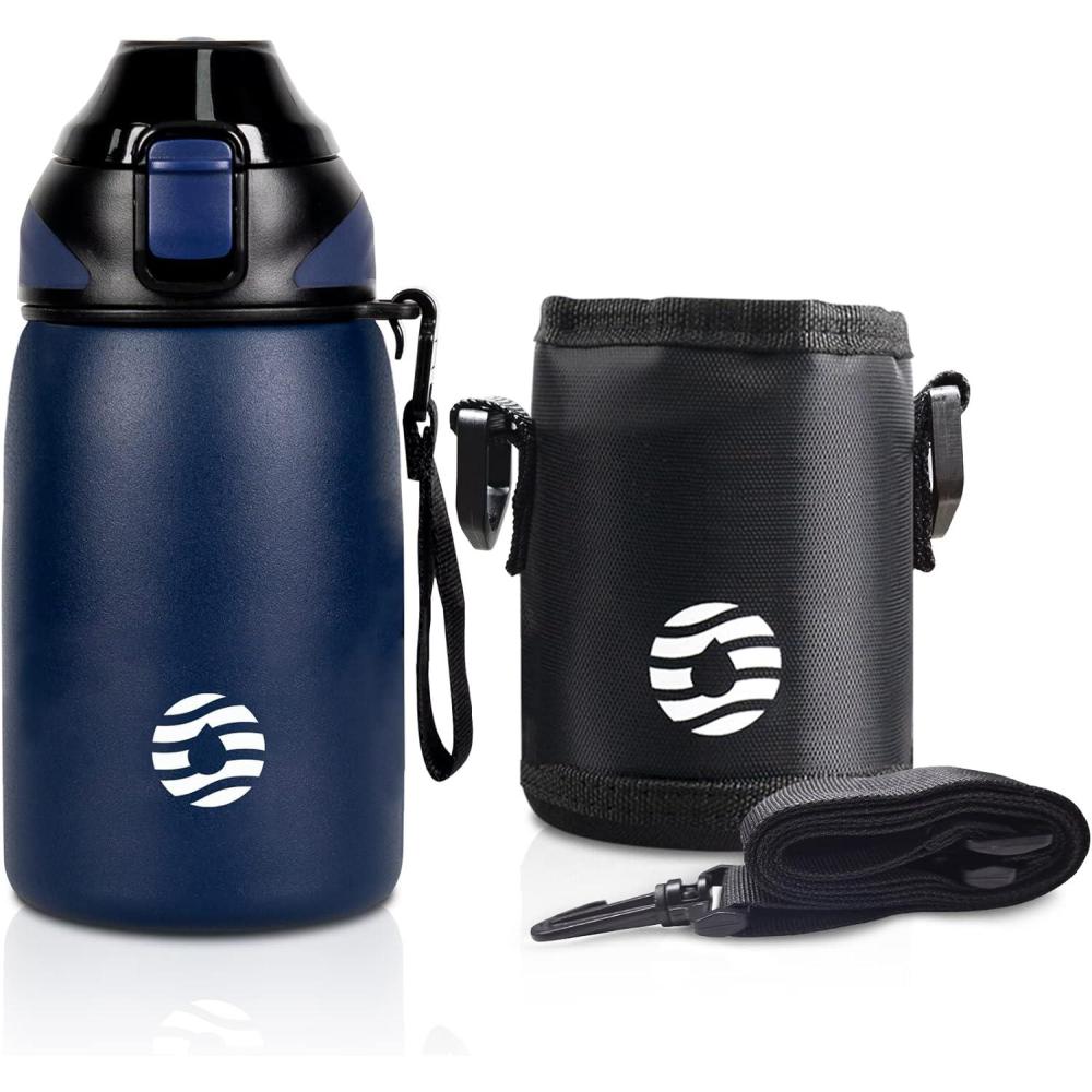 image:imageFJbottle Gourde en acier inoxydable de 1 l 800 ml 600 ml 400 ml sans BPA pour enfants bouteille deau antifuite thermos pour sport sport universit cole fitness extrieur vloBleu Fonc
