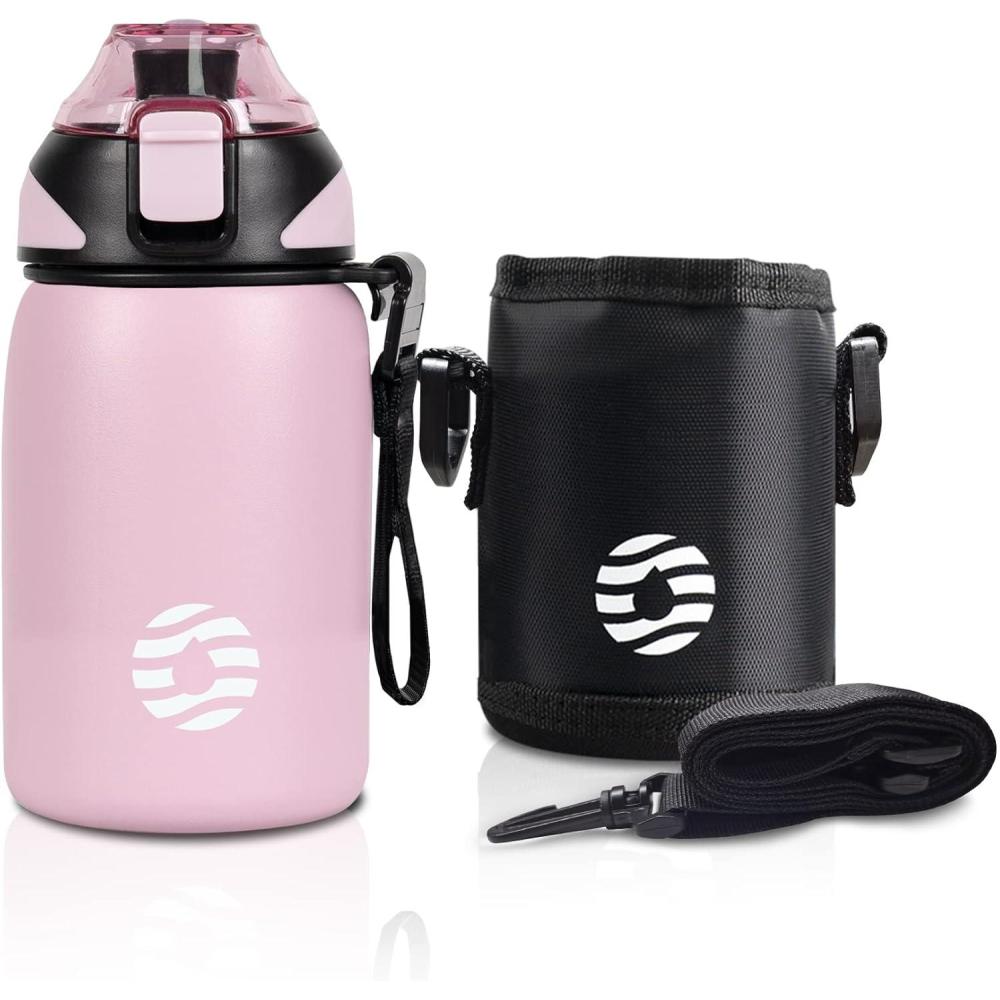 image:imageFJbottle Gourde en acier inoxydable de 1 l 800 ml 600 ml 400 ml sans BPA pour enfants bouteille deau antifuite thermos pour sport sport universit cole fitness extrieur vloRose