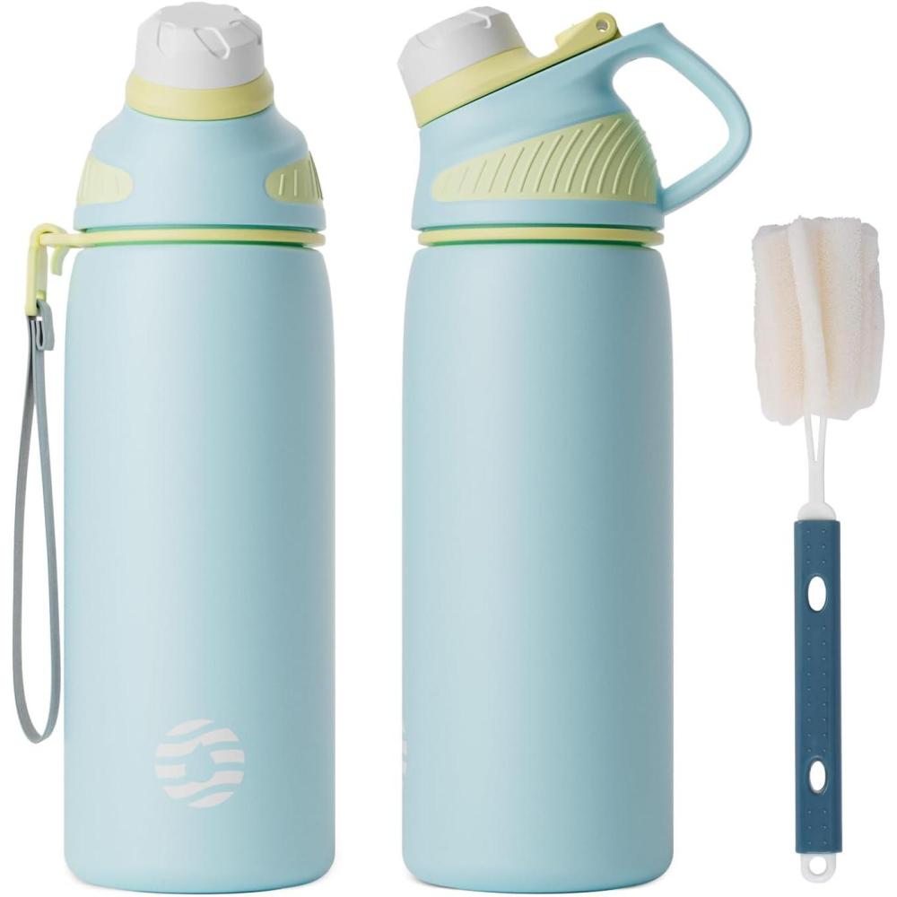 image:imageFjbottle Gourde Isotherme avec Couvercle Magntique  400ml600ml800ml1L15L  Bouteille Isotherme tanche sans BPA Gourde Inox Bouche Standard Gourde Enfant pour Sport Gym VoyageBleu Ciel