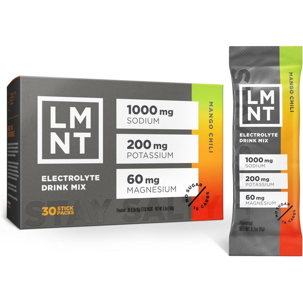 image:imageLMNT Keto Electrolyte Powder Paleo Hydration Powder No Sugar No Artificial Ingredients Mango Chili 30 packs de btonnets