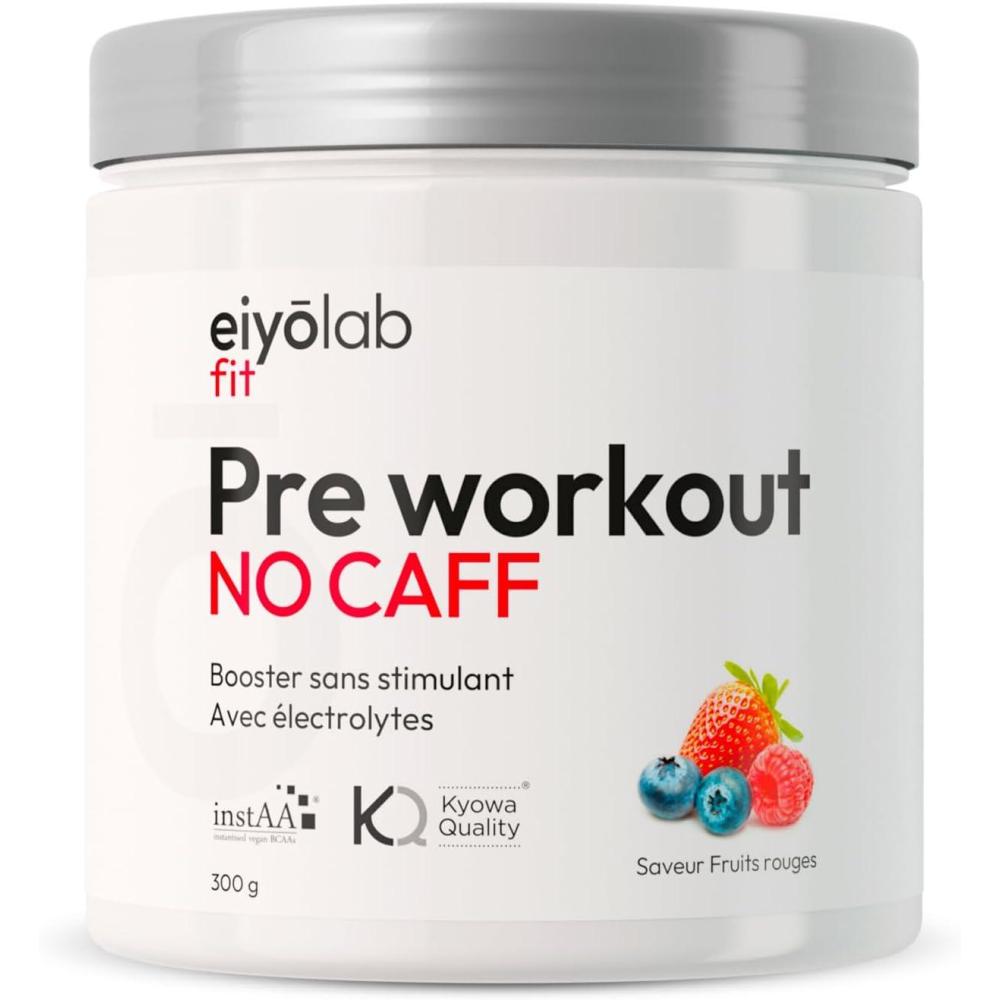 image:imagePre Workout sans Cafine ni Cratine Citrulline Kyowa et BCAA instantans lectrolytes pour Hydratation Optimale LArginine Bta Alanine ampamp Taurine 300g de Poudre Fruits Rouges EiyolabFruits Rouges