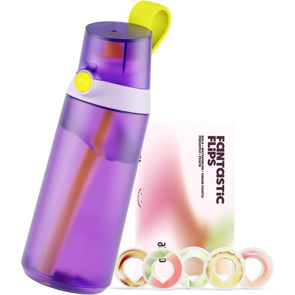 image:imageair up Gourde Click Squid Purple Pack de dmarrage avec 5 capsules de got Bouteille 600 ml sans sucre passe au lavevaisselle sans BPAViolet