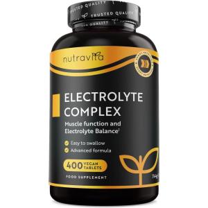 Electrolyte Complex 900mg, 400 Comprimés (1+ An) avec Magnesium Calcium Potassium Complément Alimentaire – Fonction Musculaire (EFSA) Electrolytes Hydratation sans Sucre – Nutravita(400 unité (Lot de 1))
