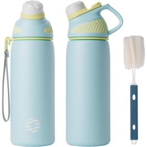 Fjbottle Gourde Isotherme avec Couvercle Magnétique – 400ml/600ml/800ml/1L/1.5L – Bouteille Isotherme Étanche sans BPA, Gourde Inox Bouche Standard, Gourde Enfant pour Sport, Gym, Voyage(Bleu Ciel)