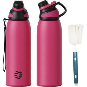 Fjbottle Gourde Isotherme avec Couvercle Magnétique – 400ml/600ml/800ml/1L/1.5L – Bouteille Isotherme Étanche sans BPA, Gourde Inox Bouche Standard, Gourde Enfant pour Sport, Gym, Voyage(Magenta)