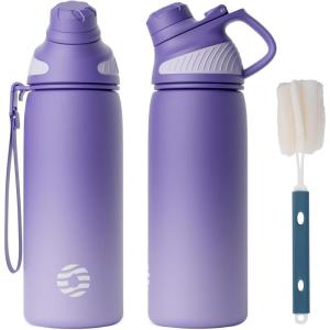 Fjbottle Gourde Isotherme avec Couvercle Magnétique – 400ml/600ml/800ml/1L/1.5L – Bouteille Isotherme Étanche sans BPA, Gourde Inox Bouche Standard, Gourde Enfant pour Sport, Gym, Voyage(Violet Dégradé)
