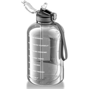 Grande Gourde 3 Litres sans BPA, Bouteille Sport avec Paille, pour Gymnase, Maison, Camping, Extérieur (Noir)(3 Litres – Gris)