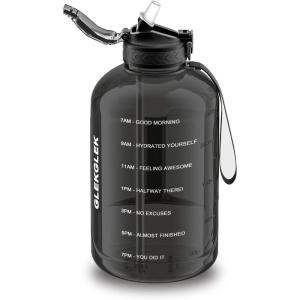Grande Gourde 3 Litres sans BPA, Bouteille Sport avec Paille, pour Gymnase, Maison, Camping, Extérieur (Noir)(3 Litres – Noir)