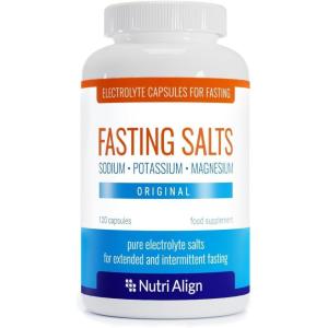 Nutri-Align Sels de Jeûne Electrolytes 120 Gélules | Électrolytes de Sodium, de Potassium et de Magnésium | Gélules D&rsquo;électrolytes purs pour Jeûne Prolongé et Intermittent | Sans Sucre
