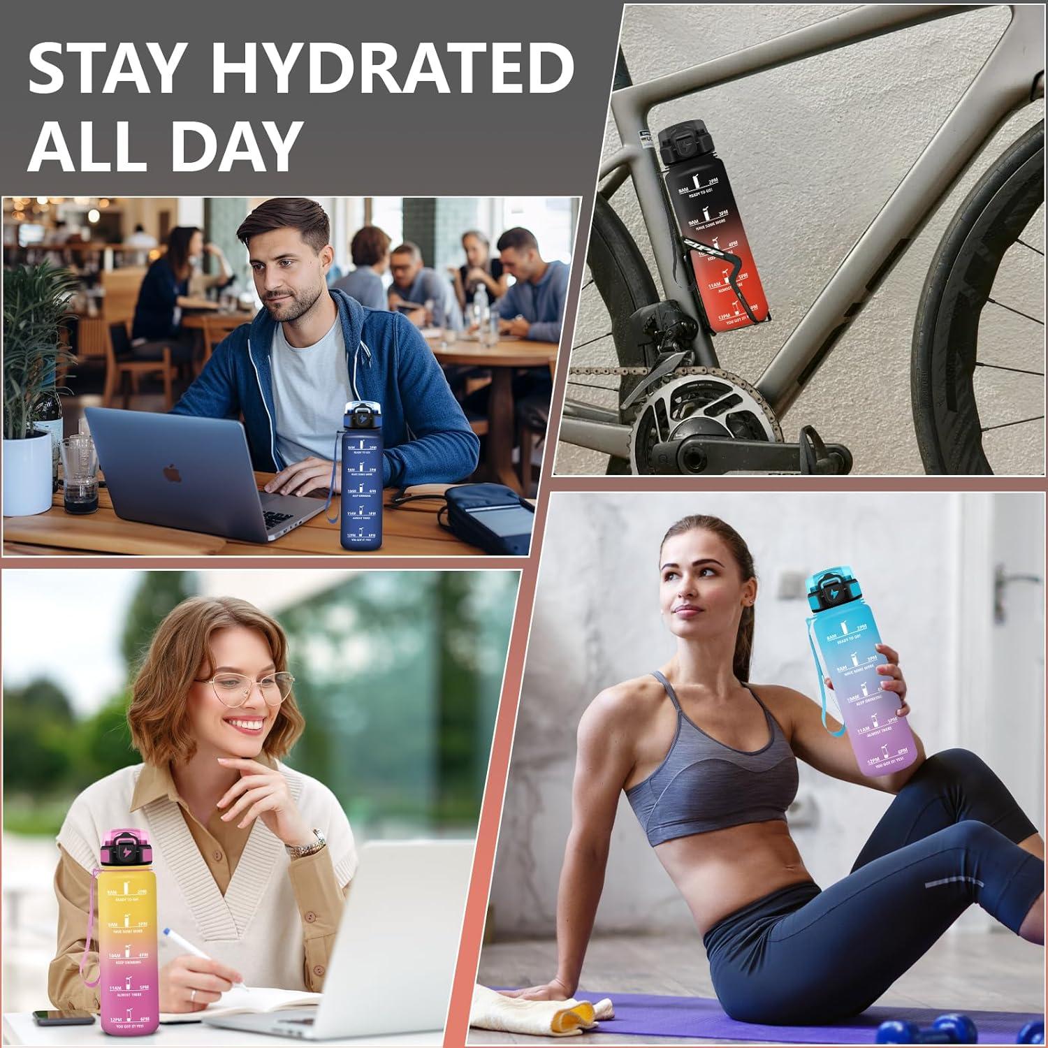image:imageGourde Motivation 15l Gourde Gradue pour 1 Journee avec Paille Bouteille dEau Heure tanche Bouteille dEau pour Fitness Voyage lcole Randonne MusculationNoirrouge