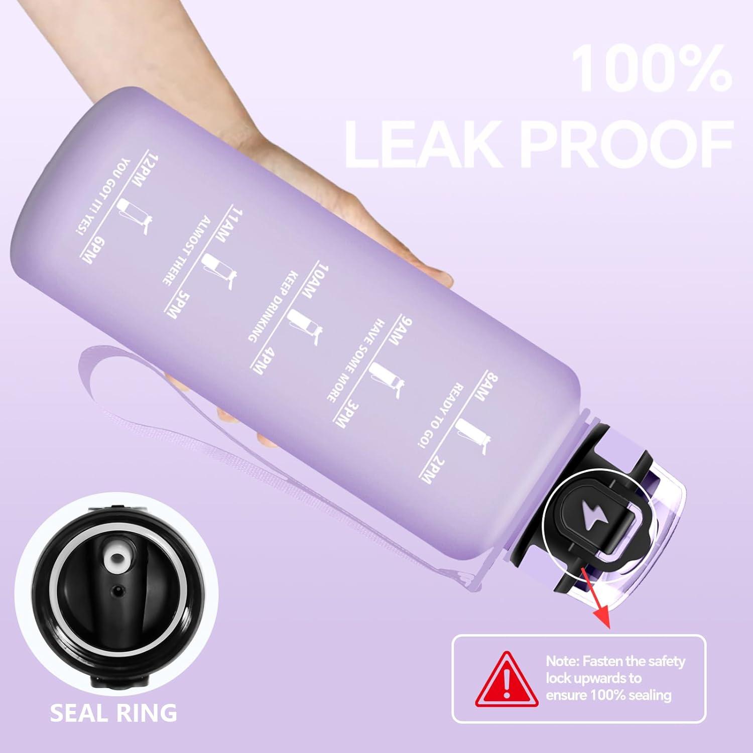 image:imageGourde Motivation 15l Gourde Gradue pour 1 Journee avec Paille Bouteille dEau Heure tanche Bouteille dEau pour Fitness Voyage lcole Randonne MusculationViolet