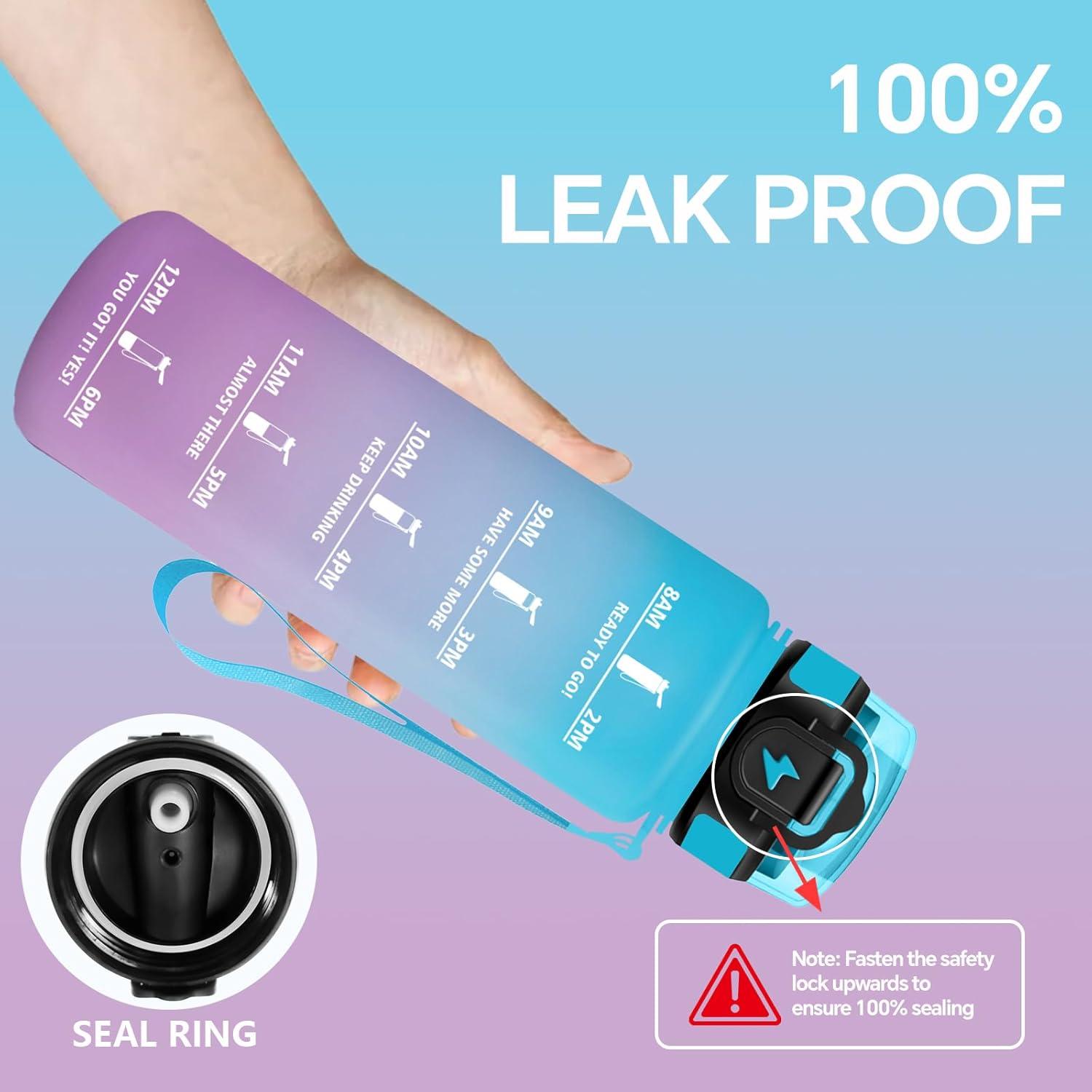 image:imageGourde Motivation 15l Gourde Gradue pour 1 Journee avec Paille Bouteille dEau Heure tanche Bouteille dEau pour Fitness Voyage lcole Randonne MusculationBleuviolet
