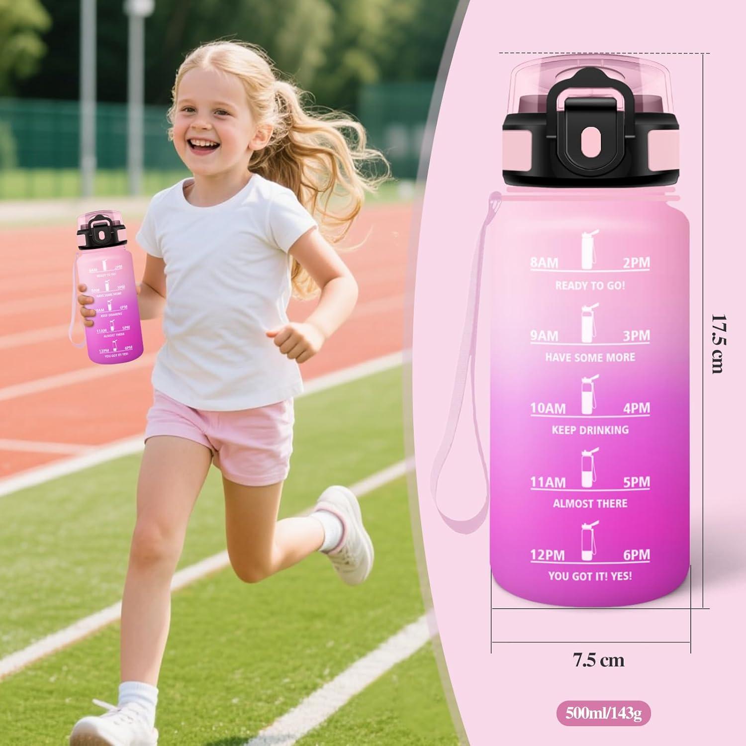 image:imageMotswedi Gourde Sport 500ml Anti Fuite Gourde Paille Rutilisable Bouteille deau sans BPA Bouteille Reutilisable pour Enfant Adulte Randonne lcole Fitness Violet Clair ampamp Rose ClairRose Clair Rose Rouge