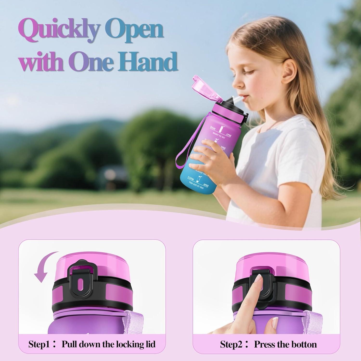image:imageMotswedi Gourde Sport 500ml Anti Fuite Gourde Paille Rutilisable Bouteille deau sans BPA Bouteille Reutilisable pour Enfant Adulte Randonne lcole Fitness Violet Clair ampamp Rose ClairRose Rouge Cyan