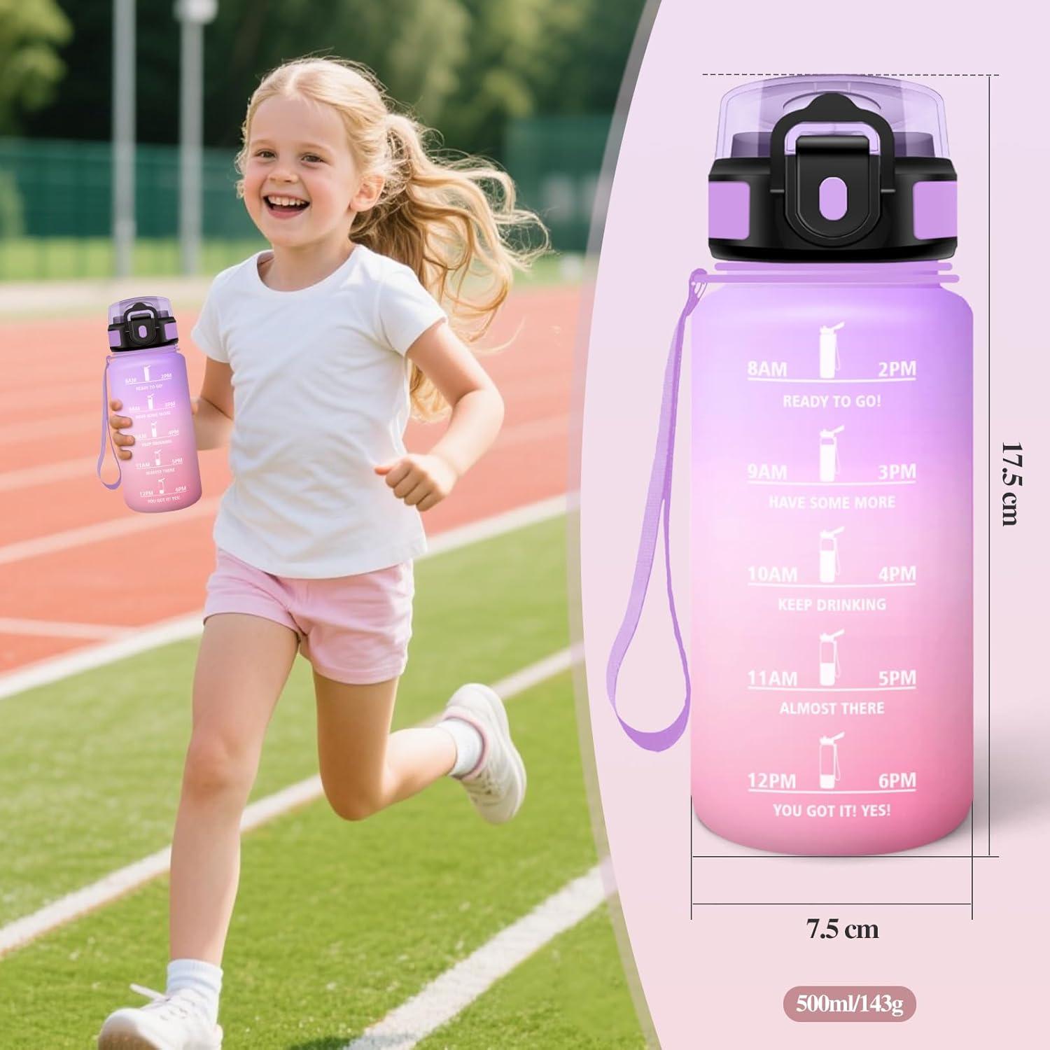 image:imageMotswedi Gourde Sport 500ml Anti Fuite Gourde Paille Rutilisable Bouteille deau sans BPA Bouteille Reutilisable pour Enfant Adulte Randonne lcole Fitness Violet Clair ampamp Rose ClairViolet Clair Rose Clair