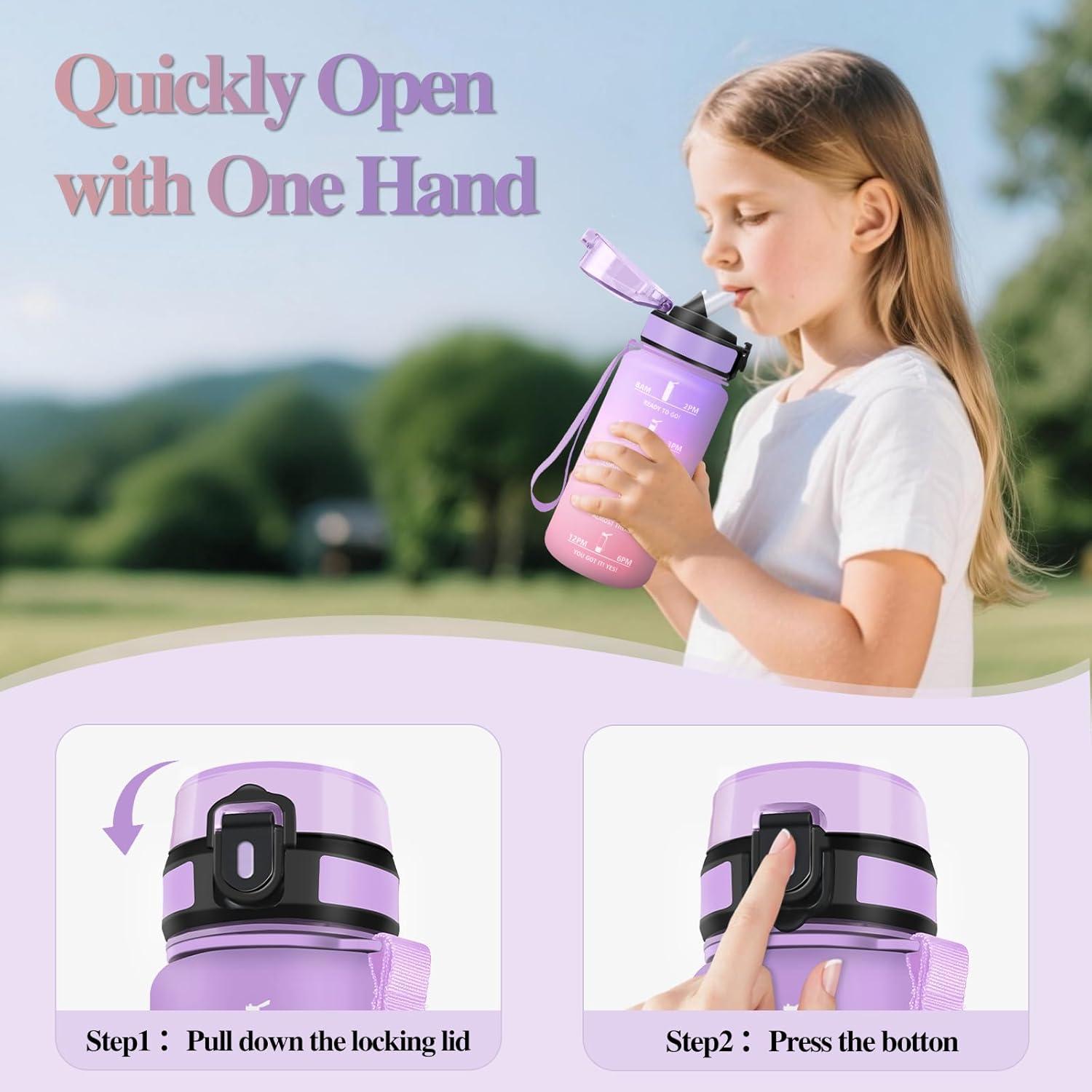image:imageMotswedi Gourde Sport 500ml Anti Fuite Gourde Paille Rutilisable Bouteille deau sans BPA Bouteille Reutilisable pour Enfant Adulte Randonne lcole Fitness Violet Clair ampamp Rose ClairViolet Clair Rose Clair
