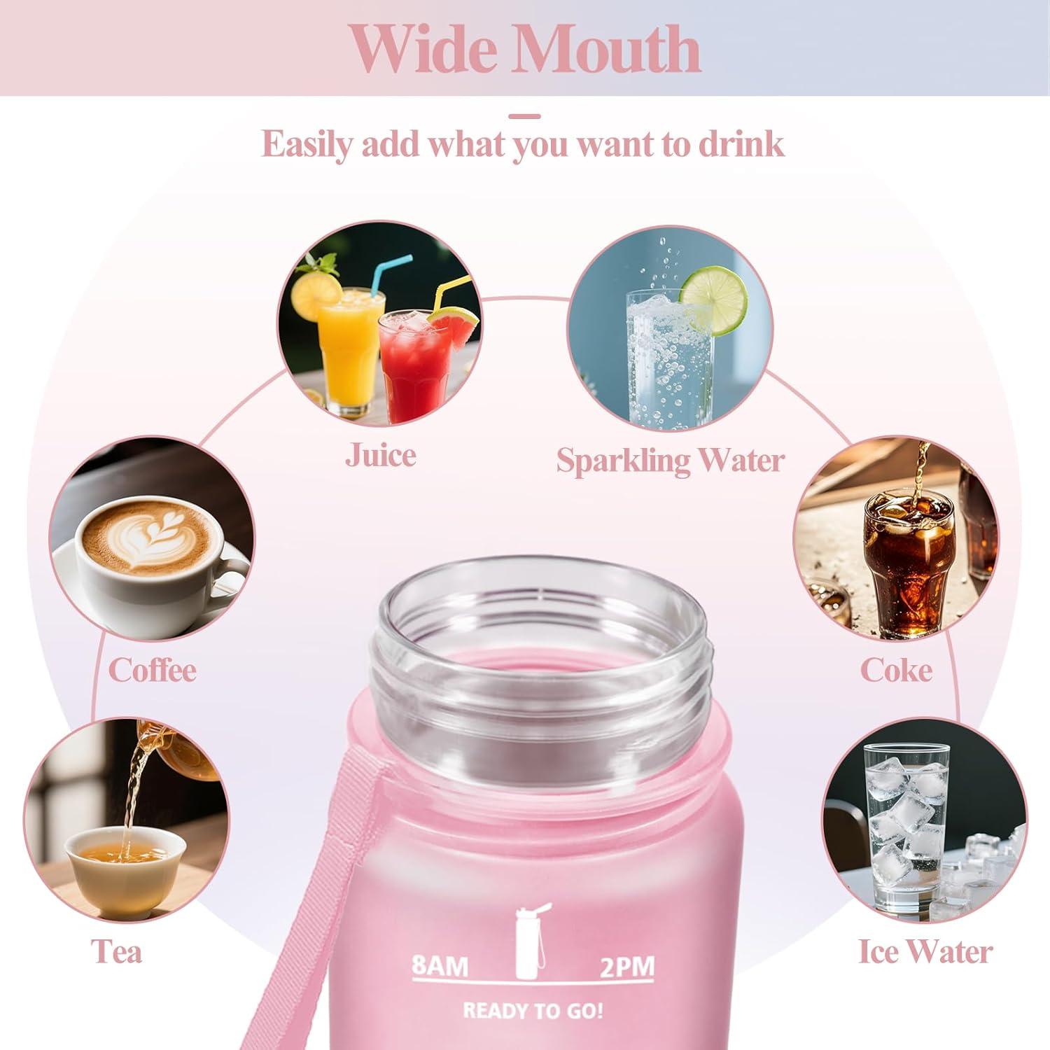 image:imageMotswedi Gourde Sport 500ml Anti Fuite Gourde Paille Rutilisable Bouteille deau sans BPA Bouteille Reutilisable pour Enfant Adulte Randonne lcole Fitness Violet Clair ampamp Rose ClairRose Bleu Ciel