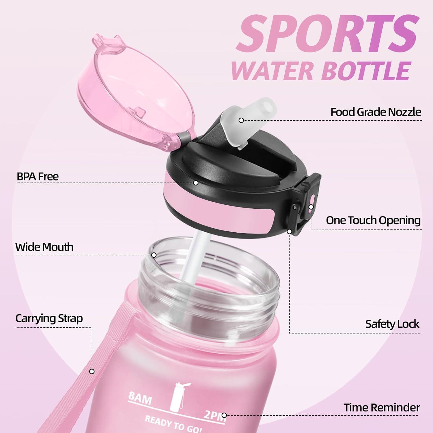 image:imageMotswedi Gourde Sport 500ml Anti Fuite Gourde Paille Rutilisable Bouteille deau sans BPA Bouteille Reutilisable pour Enfant Adulte Randonne lcole Fitness Violet Clair ampamp Rose ClairRose Clair Rose Rouge