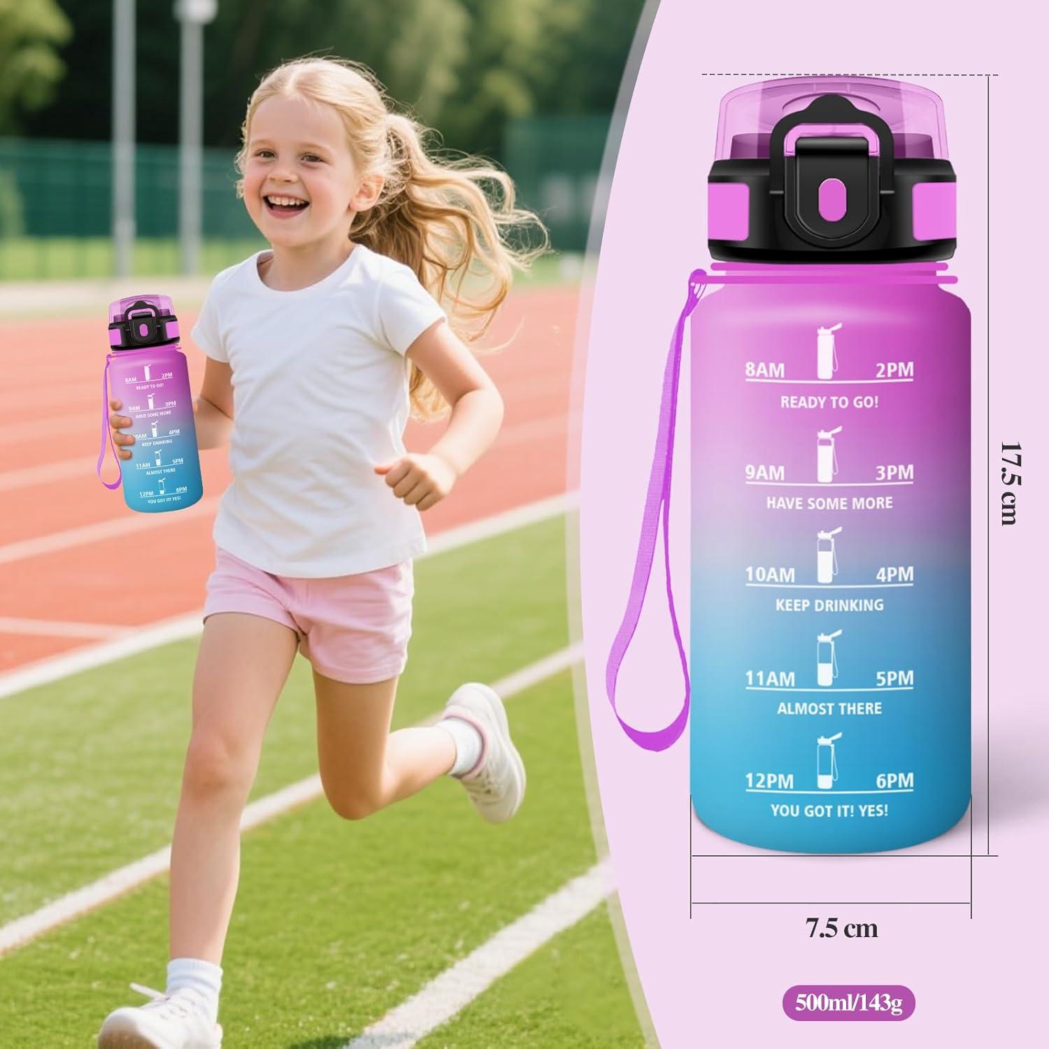 image:imageMotswedi Gourde Sport 500ml Anti Fuite Gourde Paille Rutilisable Bouteille deau sans BPA Bouteille Reutilisable pour Enfant Adulte Randonne lcole Fitness Violet Clair ampamp Rose ClairRose Rouge Cyan