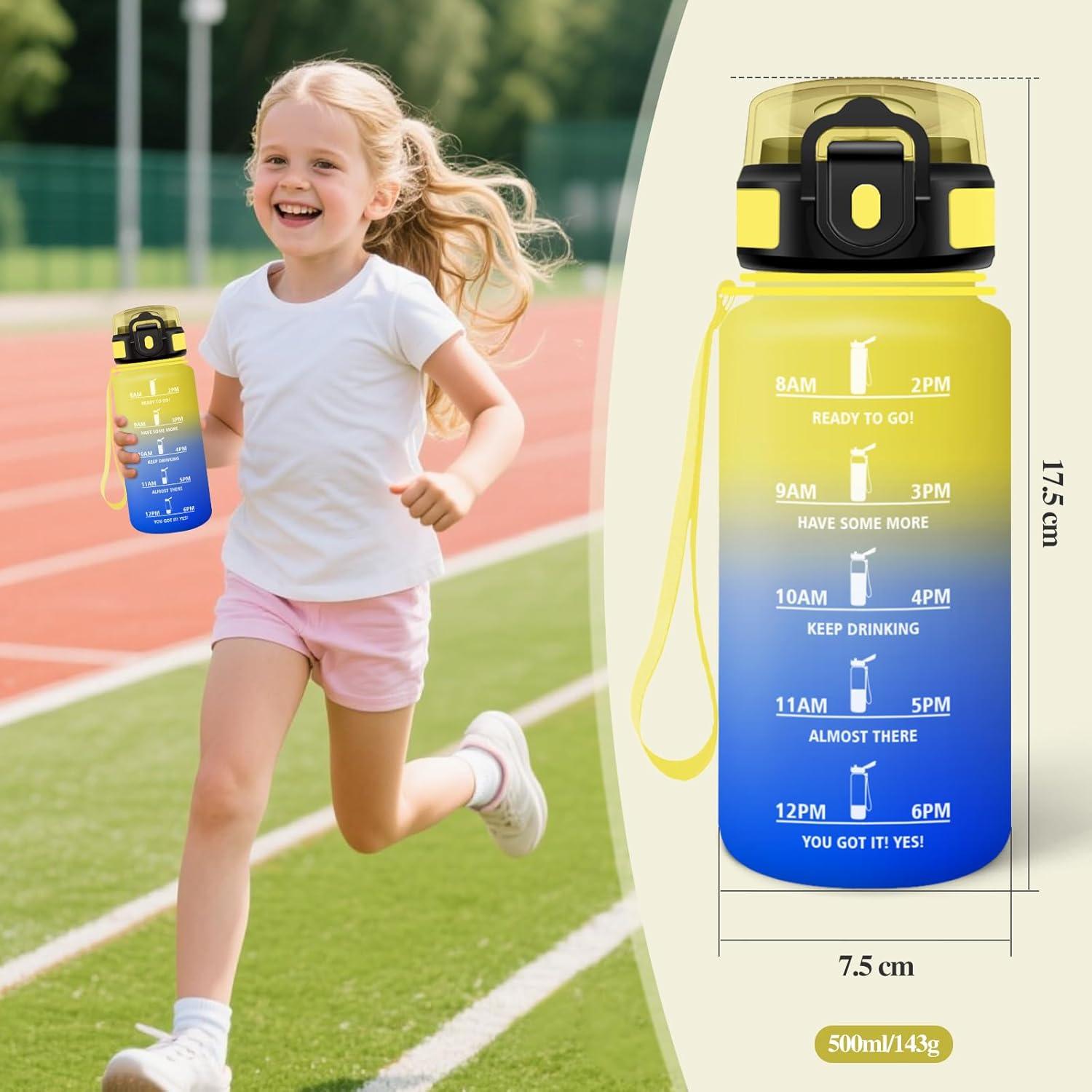image:imageMotswedi Gourde Sport 500ml Anti Fuite Gourde Paille Rutilisable Bouteille deau sans BPA Bouteille Reutilisable pour Enfant Adulte Randonne lcole Fitness Violet Clair ampamp Rose ClairJaune Bleu Roi