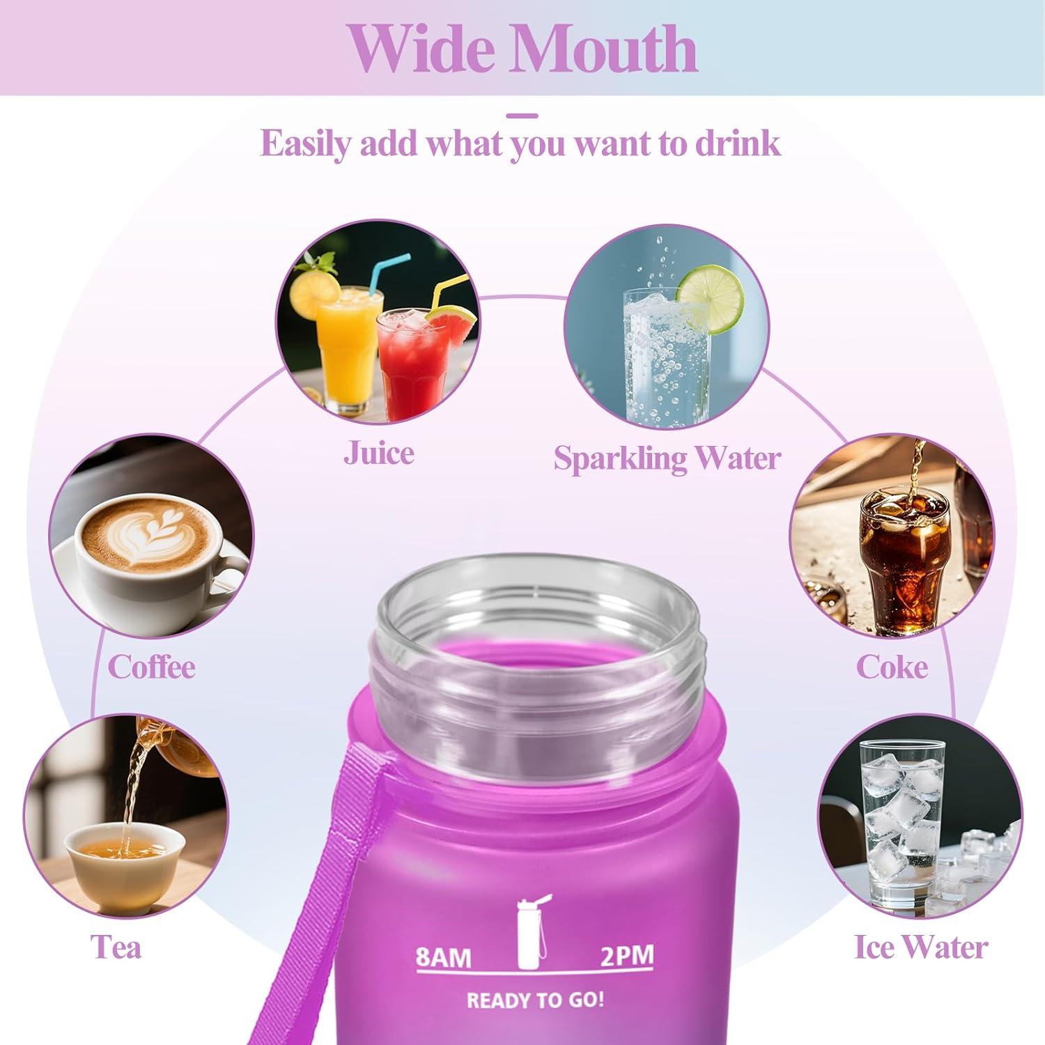 image:imageMotswedi Gourde Sport 500ml Anti Fuite Gourde Paille Rutilisable Bouteille deau sans BPA Bouteille Reutilisable pour Enfant Adulte Randonne lcole Fitness Violet Clair ampamp Rose ClairRose Rouge Cyan