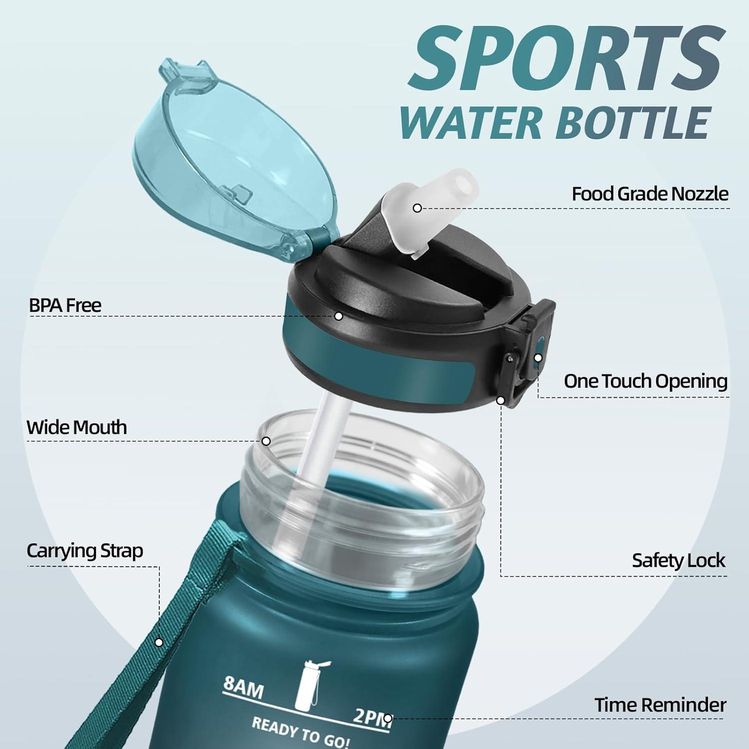 image:imageMotswedi Gourde Sport 500ml Anti Fuite Gourde Paille Rutilisable Bouteille deau sans BPA Bouteille Reutilisable pour Enfant Adulte Randonne lcole Fitness Violet Clair ampamp Rose ClairVert Fonc Gris