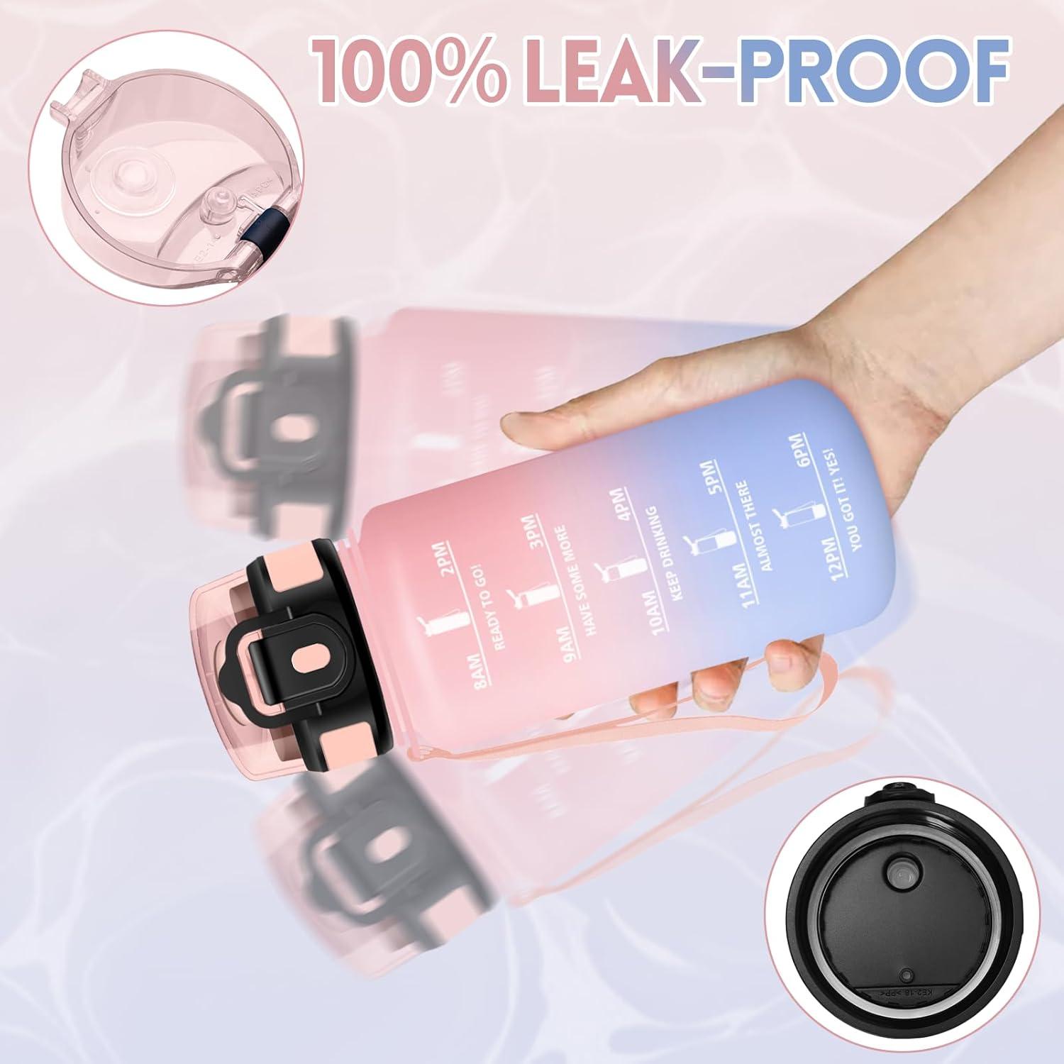 image:imageMotswedi Gourde Sport 500ml Anti Fuite Gourde Paille Rutilisable Bouteille deau sans BPA Bouteille Reutilisable pour Enfant Adulte Randonne lcole Fitness Violet Clair ampamp Rose ClairRose Bleu Ciel