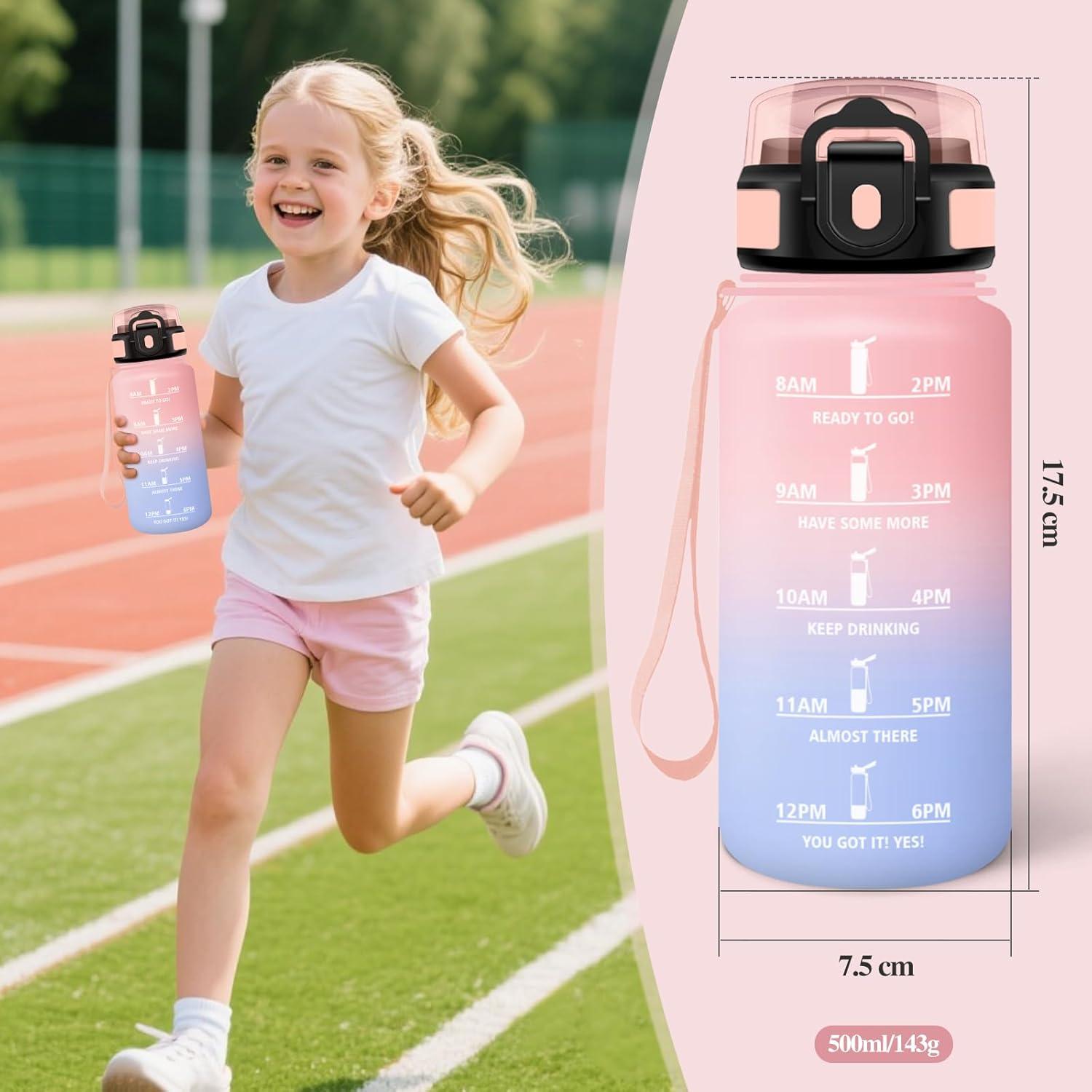 image:imageMotswedi Gourde Sport 500ml Anti Fuite Gourde Paille Rutilisable Bouteille deau sans BPA Bouteille Reutilisable pour Enfant Adulte Randonne lcole Fitness Violet Clair ampamp Rose ClairRose Bleu Ciel