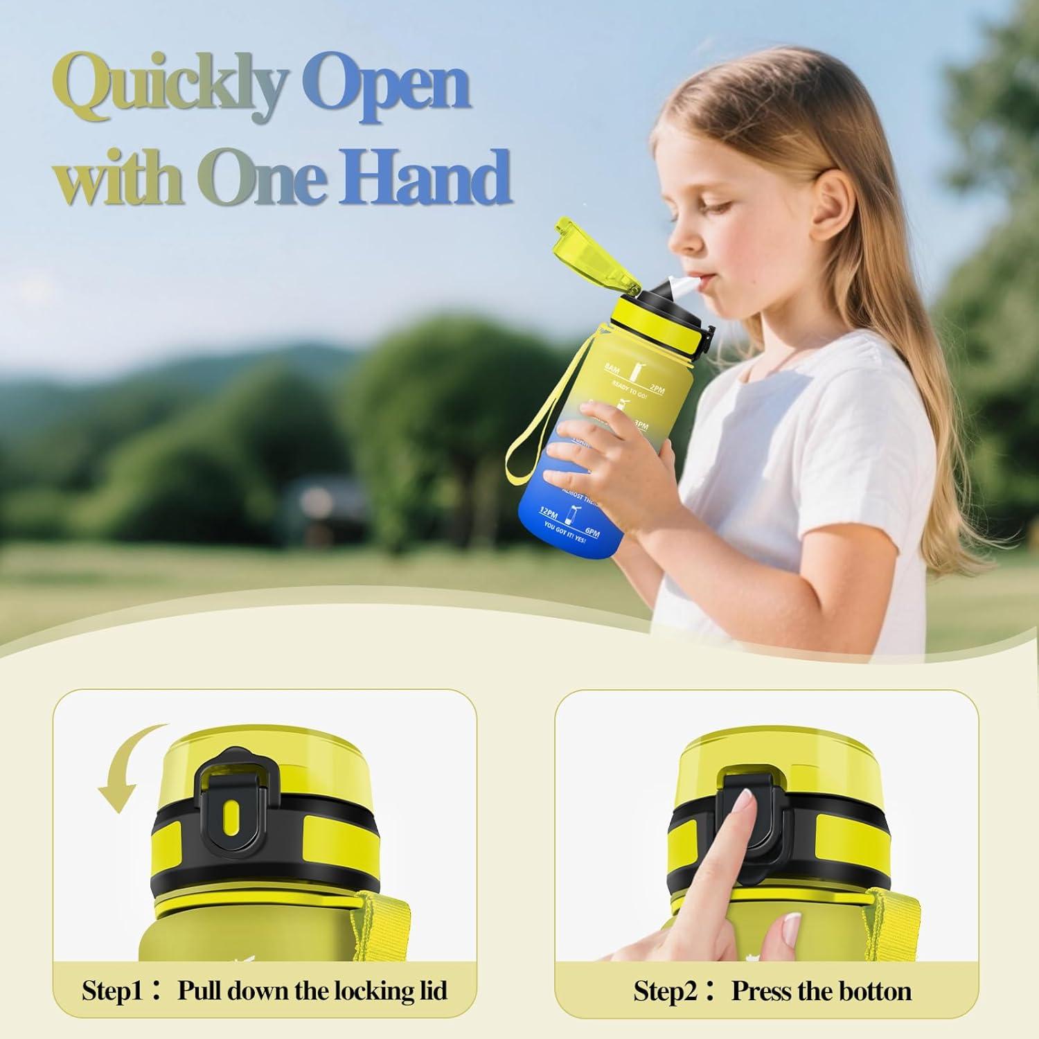 image:imageMotswedi Gourde Sport 500ml Anti Fuite Gourde Paille Rutilisable Bouteille deau sans BPA Bouteille Reutilisable pour Enfant Adulte Randonne lcole Fitness Violet Clair ampamp Rose ClairJaune Bleu Roi