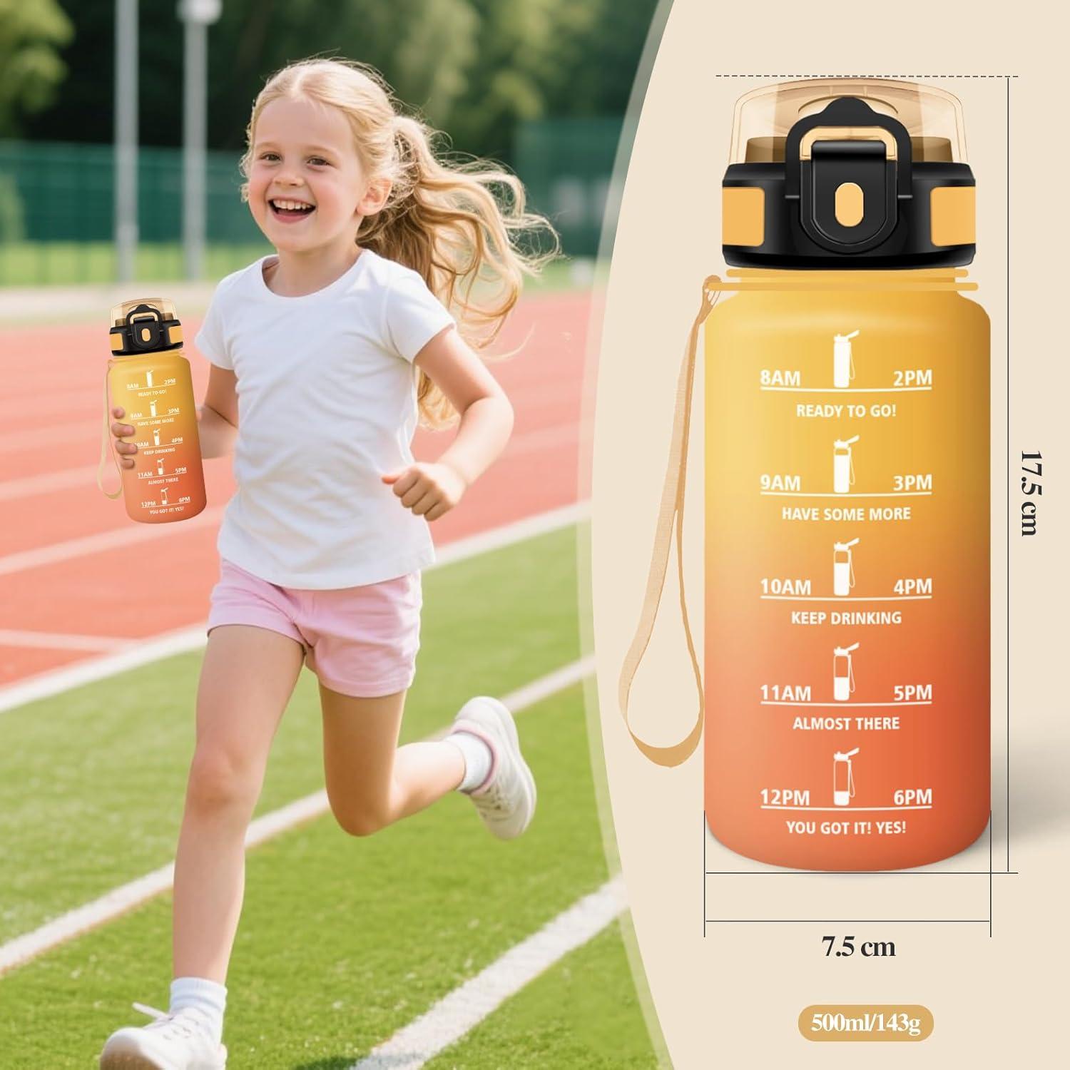 image:imageMotswedi Gourde Sport 500ml Anti Fuite Gourde Paille Rutilisable Bouteille deau sans BPA Bouteille Reutilisable pour Enfant Adulte Randonne lcole Fitness Violet Clair ampamp Rose ClairJaune Orange