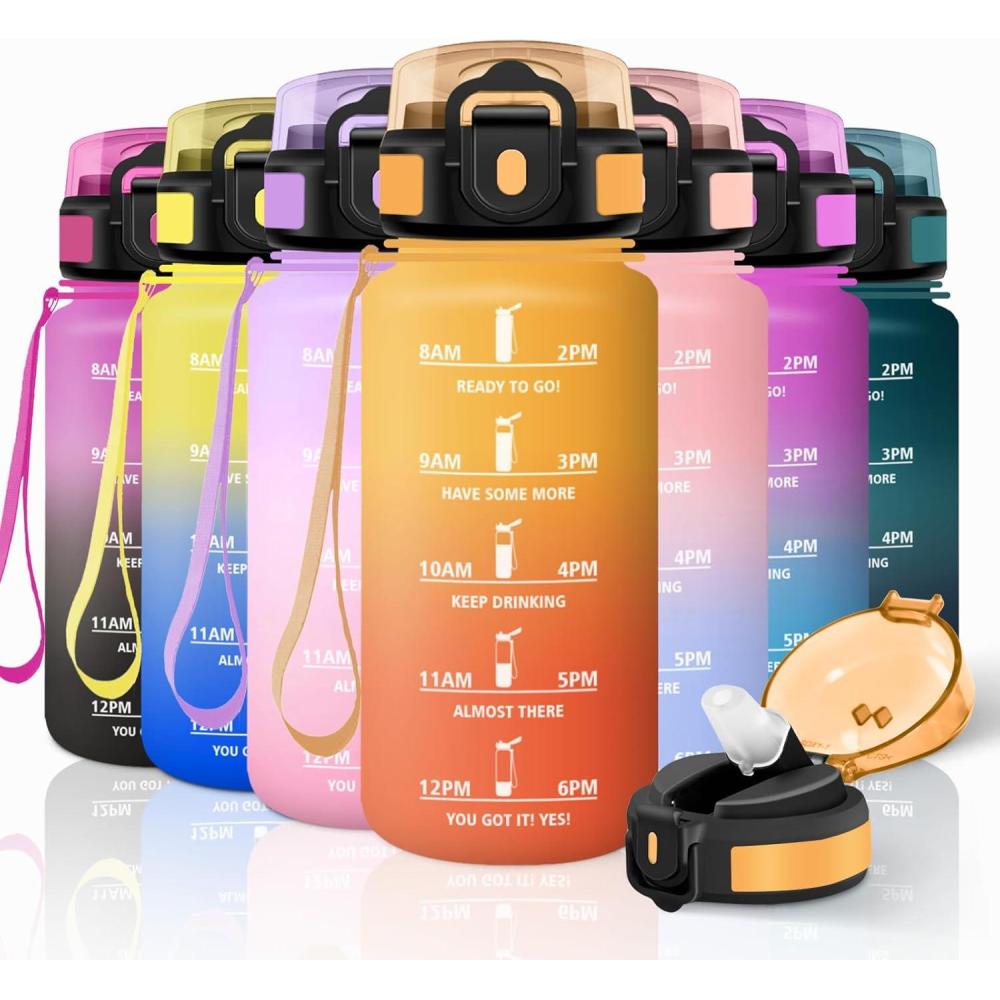 image:imageMotswedi Gourde Sport 500ml Anti Fuite Gourde Paille Rutilisable Bouteille deau sans BPA Bouteille Reutilisable pour Enfant Adulte Randonne lcole Fitness Violet Clair ampamp Rose ClairJaune Orange