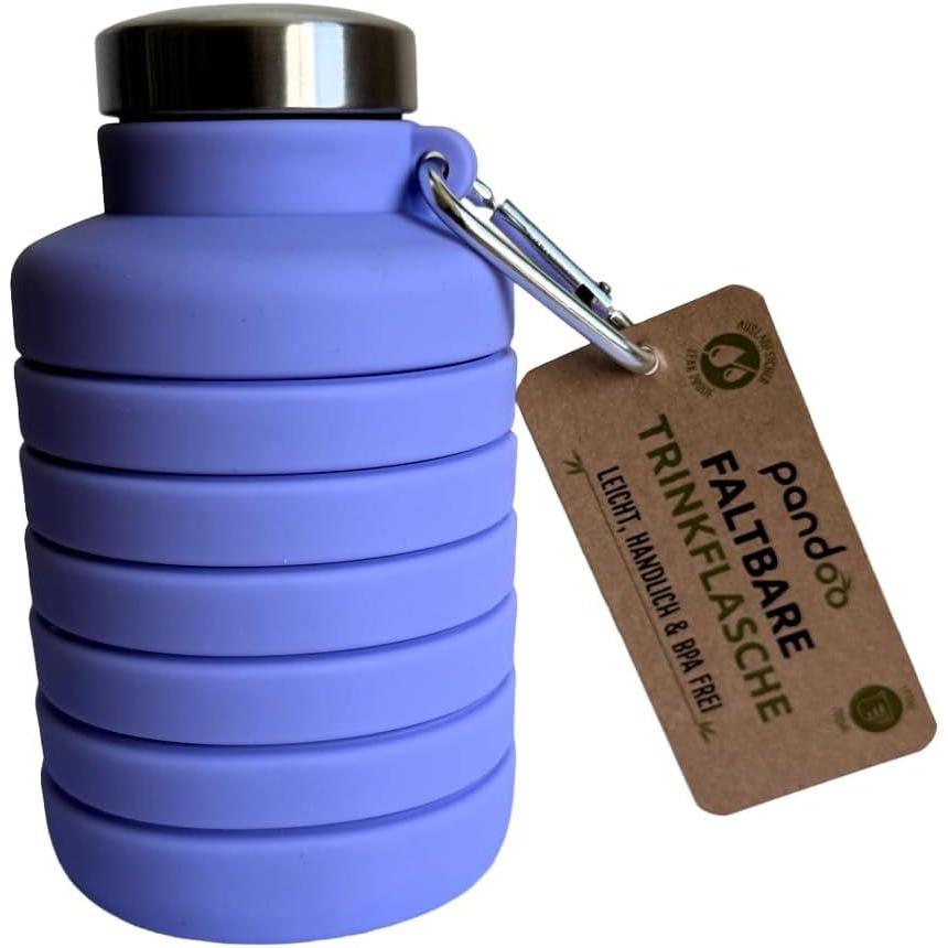 image:imagepandoo Gourde pliable en silicone 700 ml  Sans BPA antifuite et rutilisable  Bouteille deau lgre pour le sport lextrieur les voyages le fitness  Noir et violet noirLilas