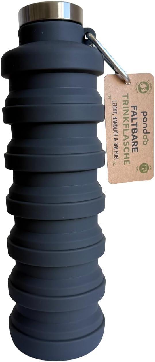 image:imagepandoo Gourde pliable en silicone 700 ml Sans BPA antifuite et rutilisable Bouteille deau lgre pour le sport lextrieur les voyages le fitness Noir et violet noirNoir