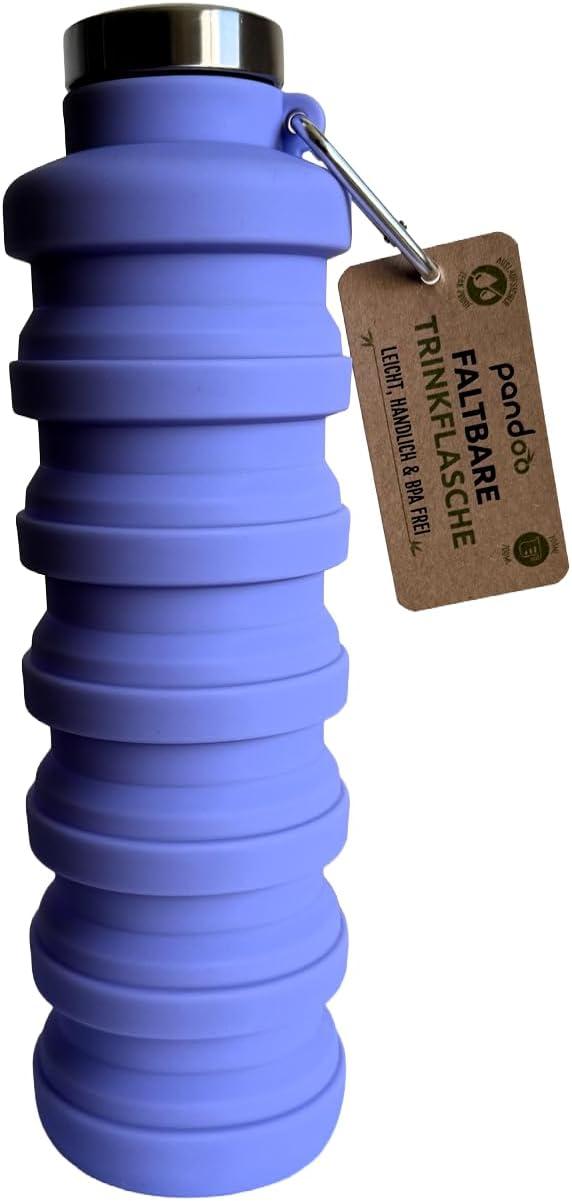 image:imagepandoo Gourde pliable en silicone 700 ml Sans BPA antifuite et rutilisable Bouteille deau lgre pour le sport lextrieur les voyages le fitness Noir et violet noirLilas