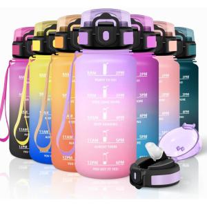 Motswedi Gourde Sport, 500ml Anti Fuite, Gourde Paille, Réutilisable, Bouteille d&rsquo;eau, sans BPA, Bouteille Reutilisable, pour Enfant, Adulte, Randonnée, l&rsquo;école, Fitness, Violet Clair & Rose Clair(Violet Clair & Rose Clair)