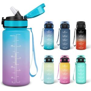 Motswedi Gourde Sport, 500ml Anti Fuite, Gourde Paille, Réutilisable, Bouteille d&rsquo;eau, sans BPA, Bouteille Reutilisable, pour Enfant, Adulte, Randonnée, l&rsquo;école, Fitness, Violet Clair & Rose Clair(Incroyable)