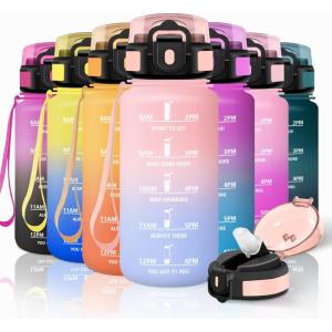 Motswedi Gourde Sport, 500ml Anti Fuite, Gourde Paille, Réutilisable, Bouteille d&rsquo;eau, sans BPA, Bouteille Reutilisable, pour Enfant, Adulte, Randonnée, l&rsquo;école, Fitness, Violet Clair & Rose Clair(Rose & Bleu Ciel)