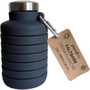 pandoo Gourde pliable en silicone 700 ml – Sans BPA, anti-fuite et réutilisable – Bouteille d&rsquo;eau légère pour le sport, l&rsquo;extérieur, les voyages, le fitness – Noir et violet (noir)(Noir)