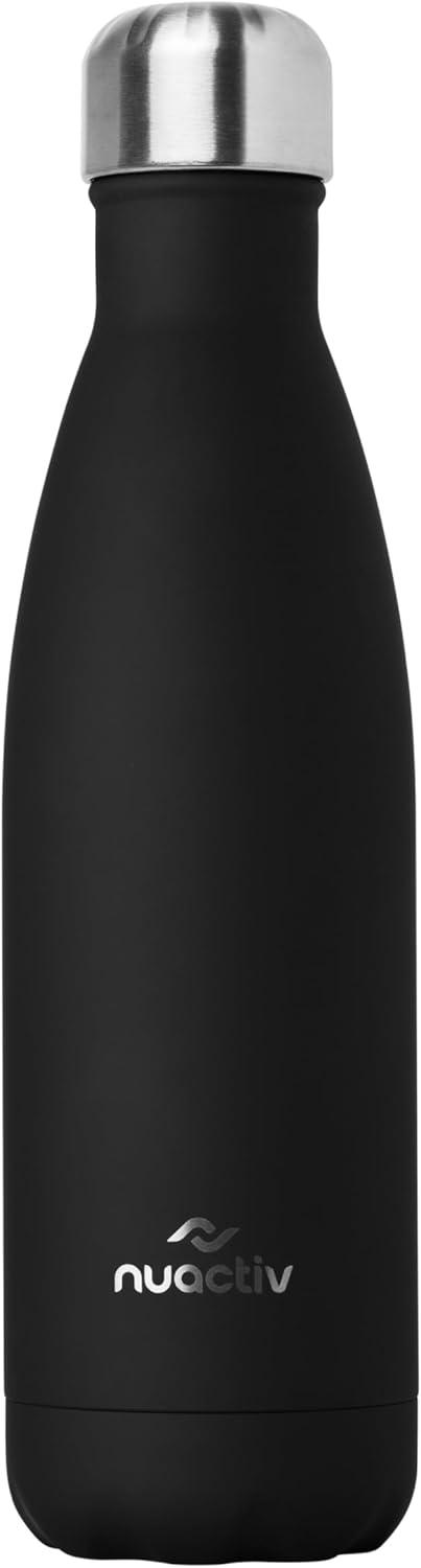image:imageBouteille Isotherme 500ml en Acier Inox Garde 24h Froid ampamp 12h Chaud Gourde Double Paroi Sans BPA tanche Rutilisable pour Voyage Randonne cole Sport Fitness ampamp Usage QuotidienNoir de Minuit