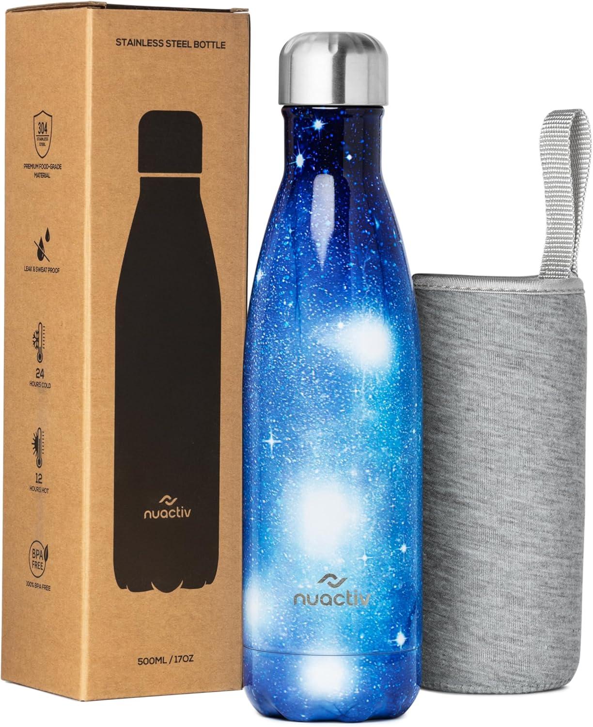 image:imageBouteille Isotherme 500ml en Acier Inox Garde 24h Froid ampamp 12h Chaud Gourde Double Paroi Sans BPA tanche Rutilisable pour Voyage Randonne cole Sport Fitness ampamp Usage QuotidienGalaxie Bleue