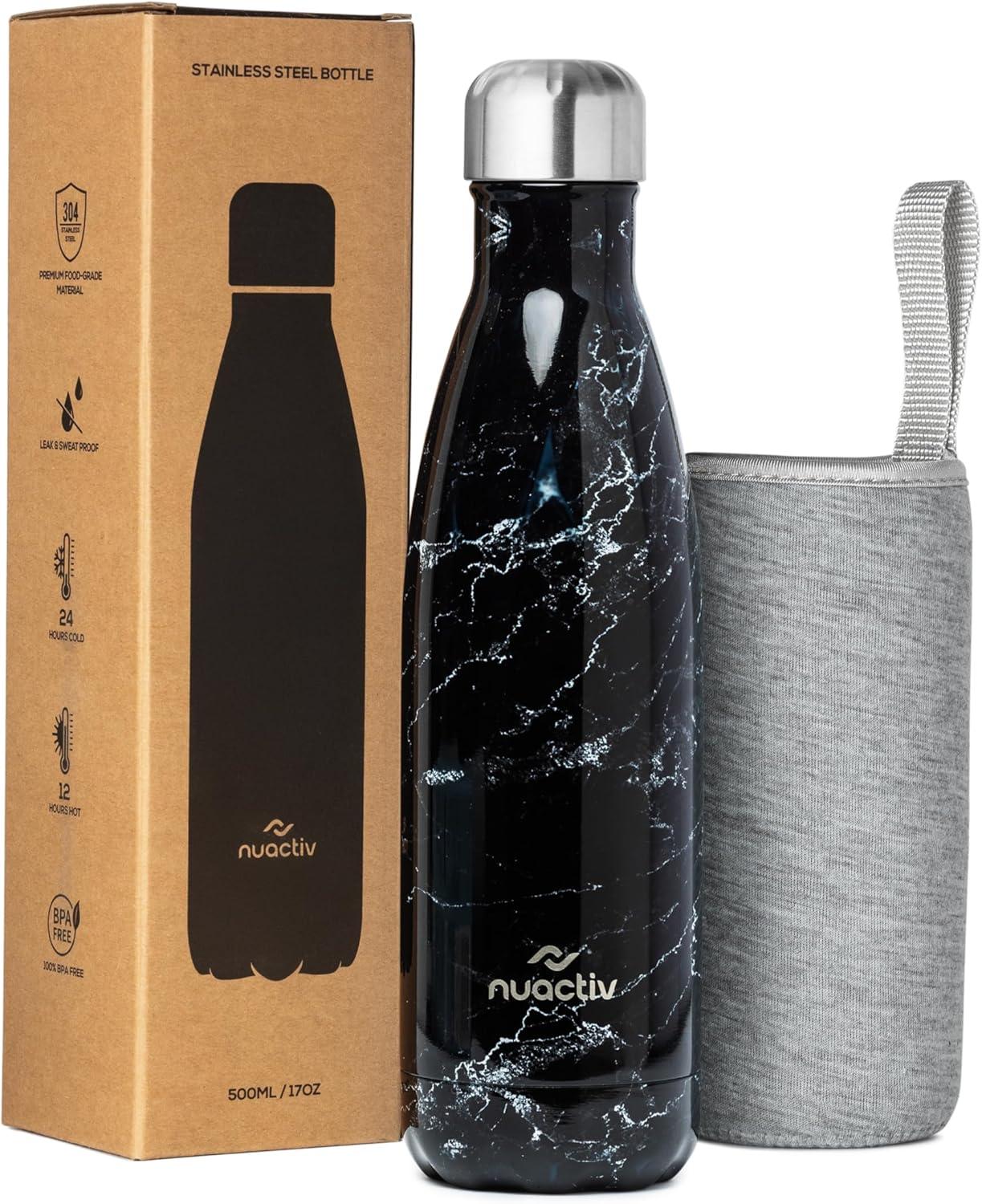 image:imageBouteille Isotherme 500ml en Acier Inox Garde 24h Froid ampamp 12h Chaud Gourde Double Paroi Sans BPA tanche Rutilisable pour Voyage Randonne cole Sport Fitness ampamp Usage QuotidienMarbre Noir