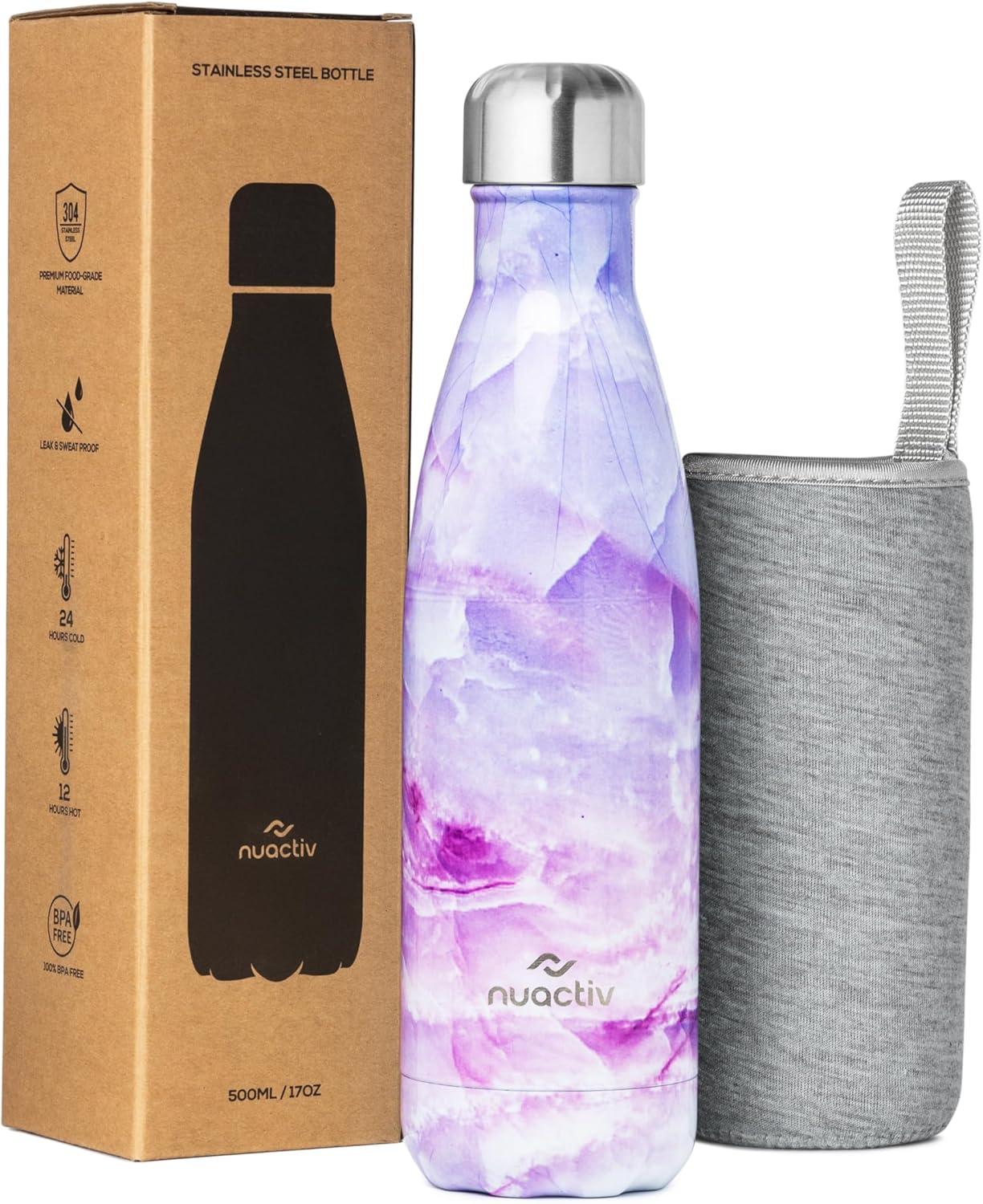 image:imageBouteille Isotherme 500ml en Acier Inox Garde 24h Froid ampamp 12h Chaud Gourde Double Paroi Sans BPA tanche Rutilisable pour Voyage Randonne cole Sport Fitness ampamp Usage QuotidienMarbre Violet