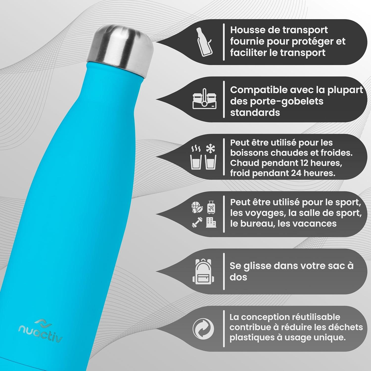 image:imageBouteille Isotherme 500ml en Acier Inox Garde 24h Froid ampamp 12h Chaud Gourde Double Paroi Sans BPA tanche Rutilisable pour Voyage Randonne cole Sport Fitness ampamp Usage QuotidienSarcelle