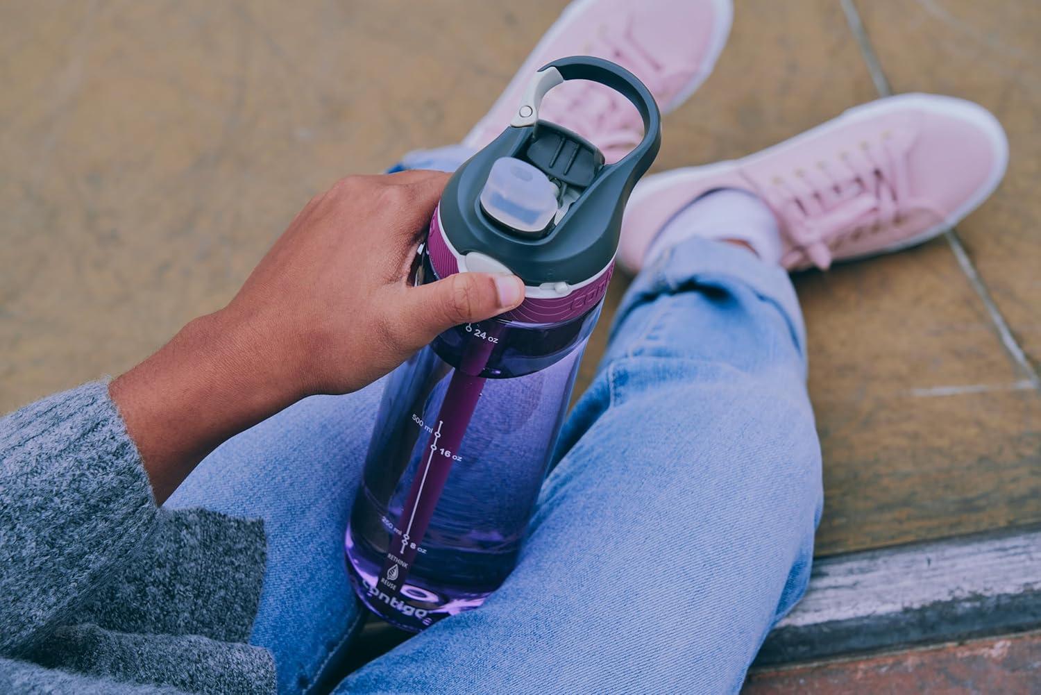 image:imageContigo Ashland Autospout Gourde avec Paille Rabattable Grande Bouteille dEau de 720 ML sans BPA Gourde de Sport Bouteille antifuites Idale pour lcole Le Sport Le vloPassionfruit